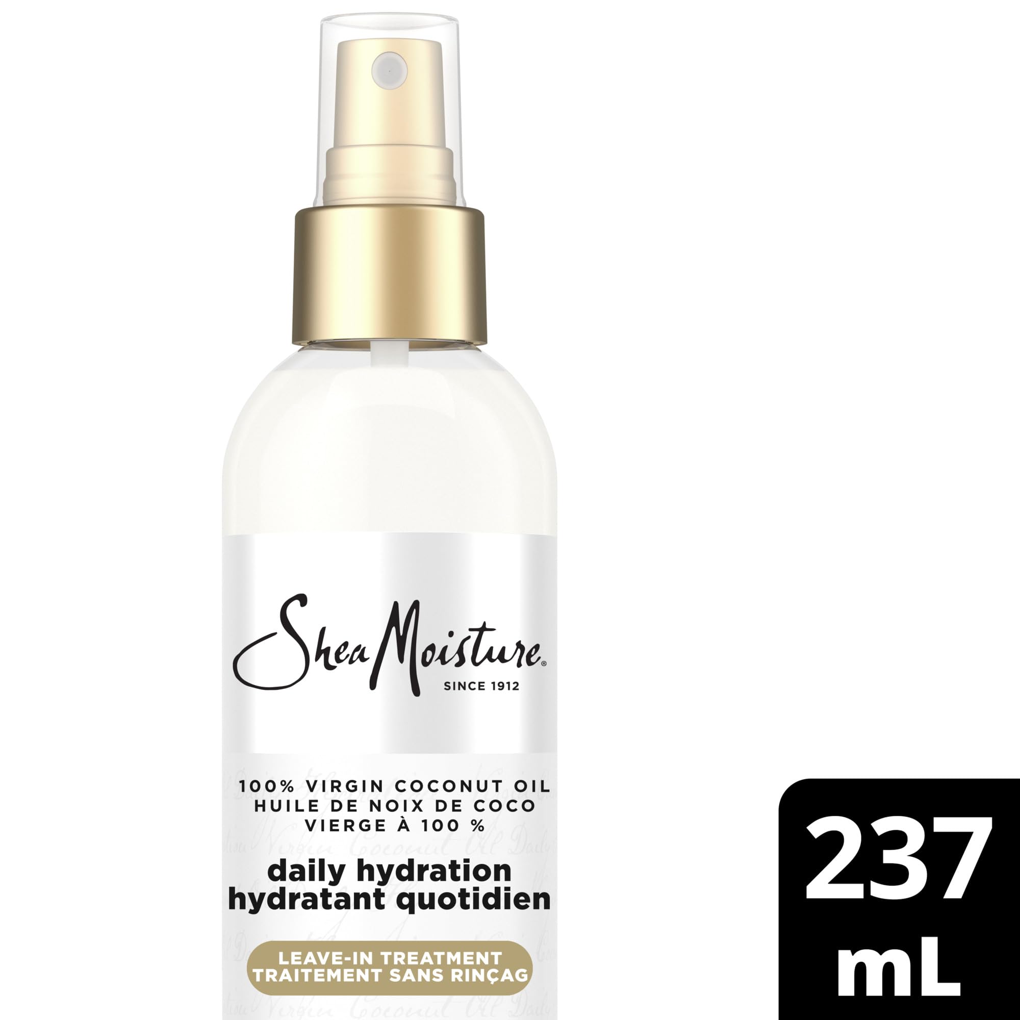 SheaMoisture Daily Hydration Leave-In Hair Treatment hair care for all hair types 100% Virgin Coconut Oil with Coconut Oil, Coconut Milk, Acacia Senegal 237mL