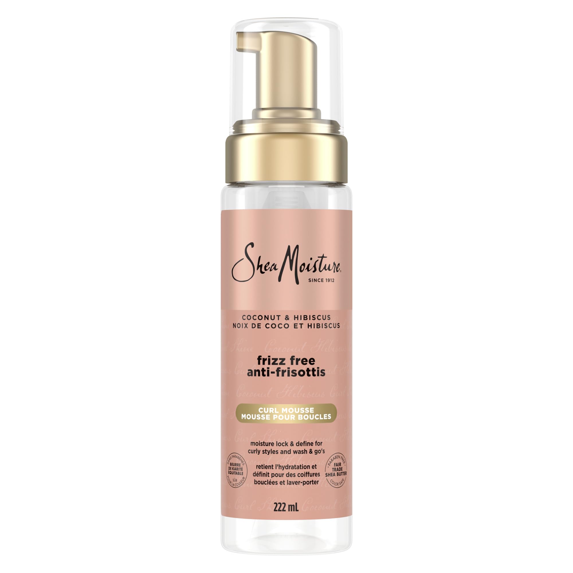 Shea Moisture Frizz-Free Curl Mousse for curly hair Coconut & Hibiscus with Silk Protein & Neem Oil 222 ml