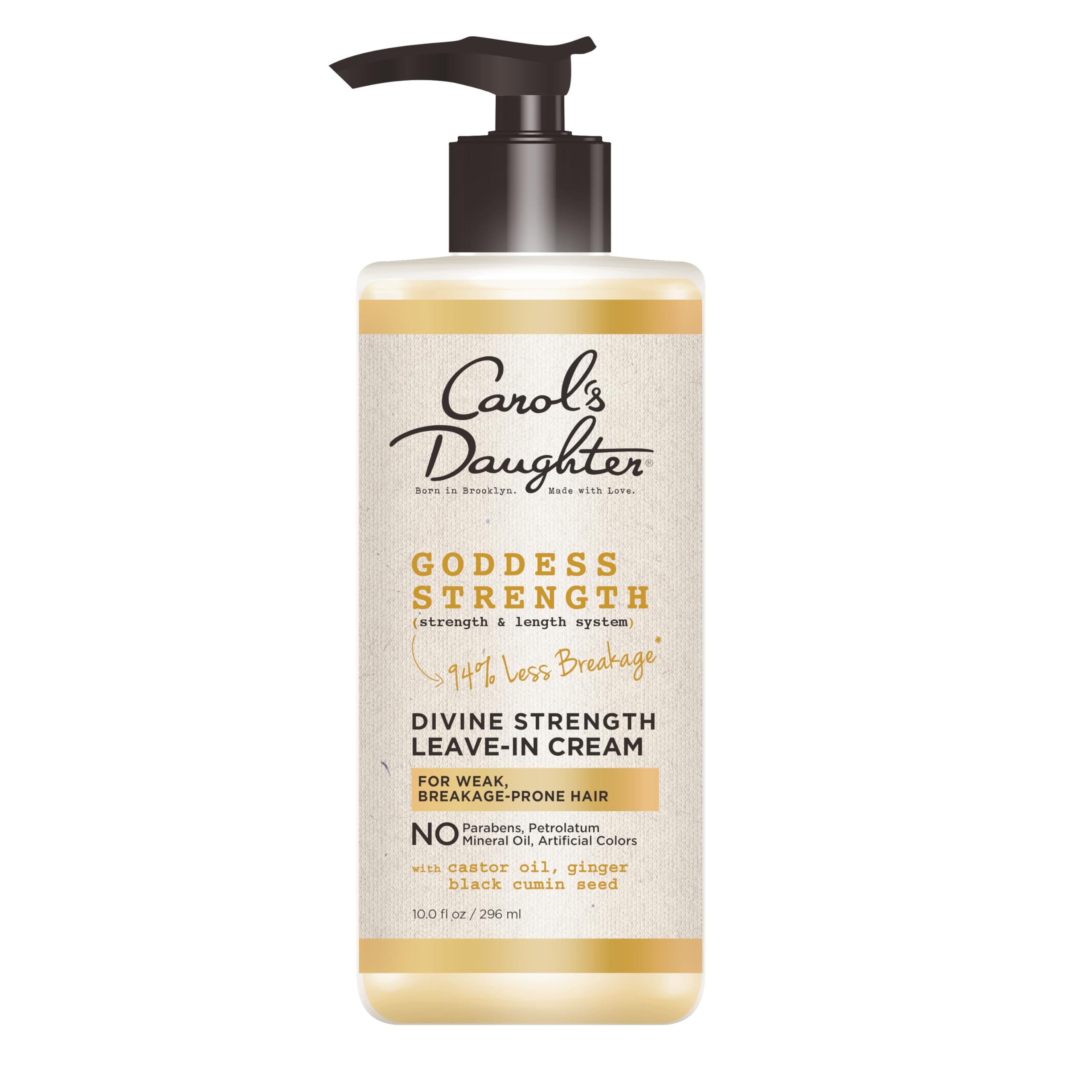 Carol's Daughter Goddess Strength Leave In Conditioner Cream for Curly, Wavy, Coily Hair with Castor Oil for Weak, Stronger Hair and Less Breakage, 296ml
