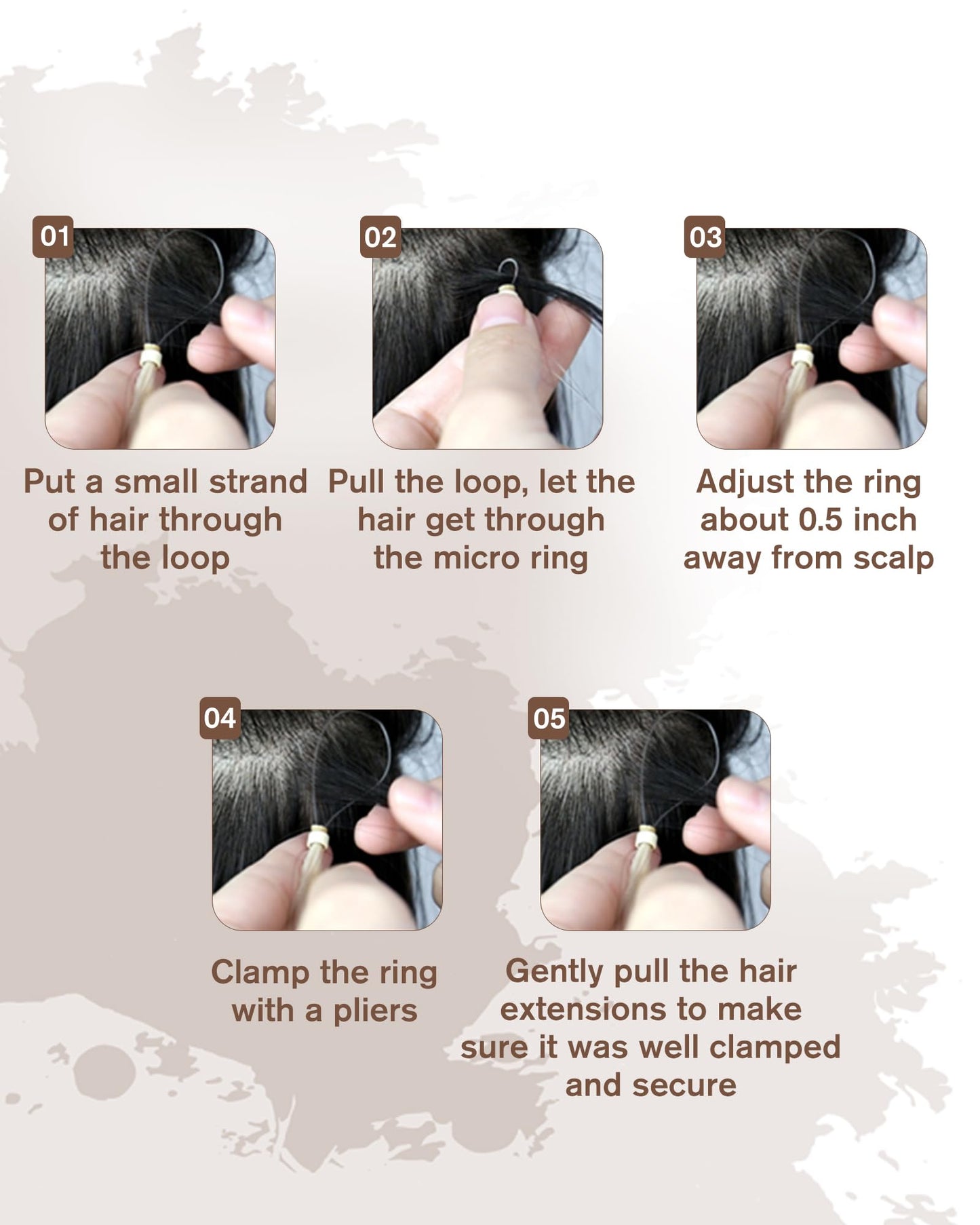 Hetto Micro Beads Hair Extensions Brown Human Hair Micro Loop Extensions #4 Brown Hair Micro Ring Extensions Silky Remy Hair Pre Bonded Micro Bead 12 Inch 40g 50 Strands