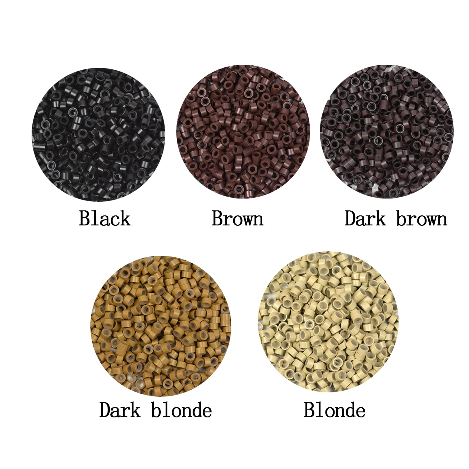 500 Pcs 5 mm Silicone Lined Micro Rings Links Beads for Hair Extensions Tool(Black)