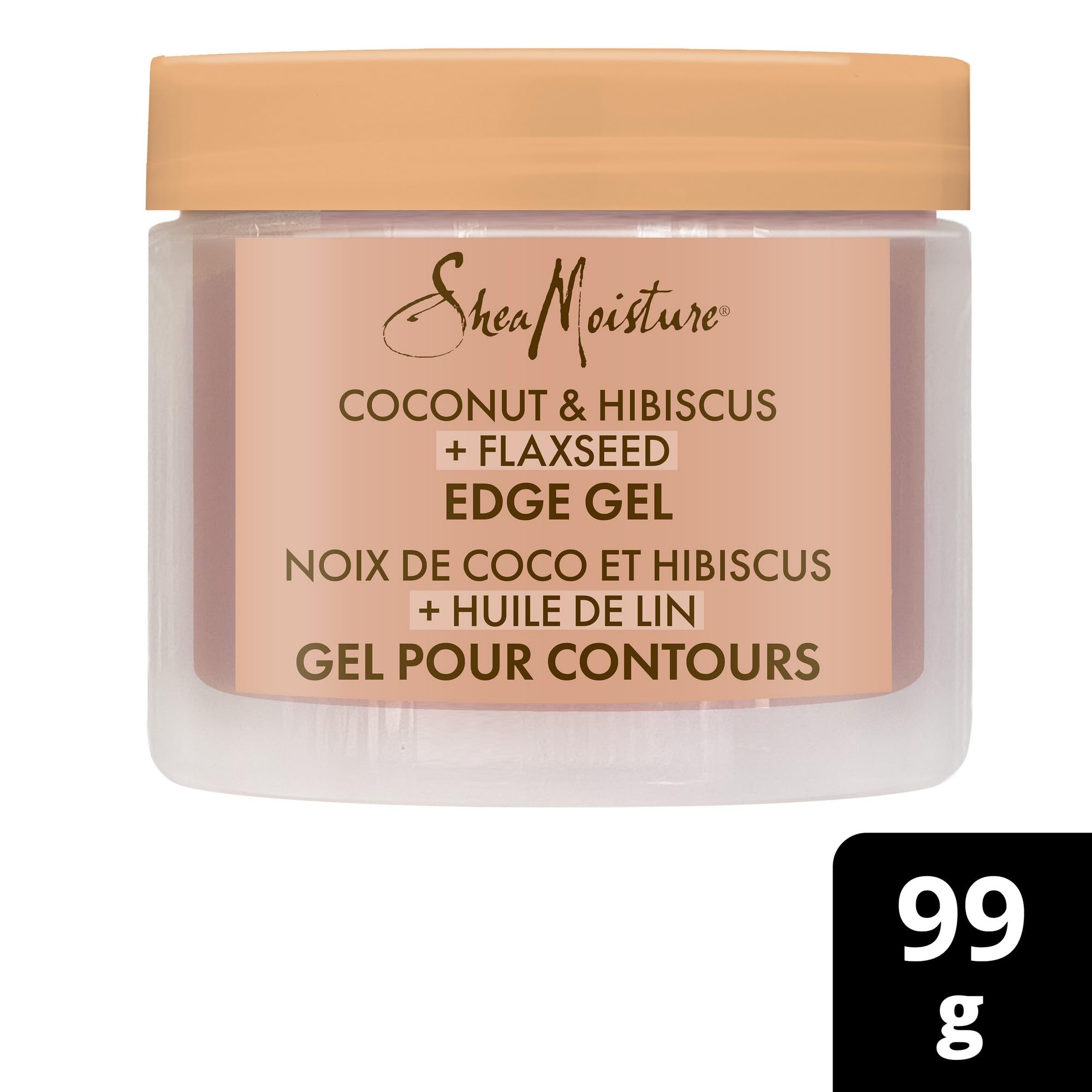 Shea Moisture Edge Gel Paraben-Free Hair Styling Coconut & Hibiscus + Flaxseed with Coconut Oil, Silk Protein and Neem Oil 99 g