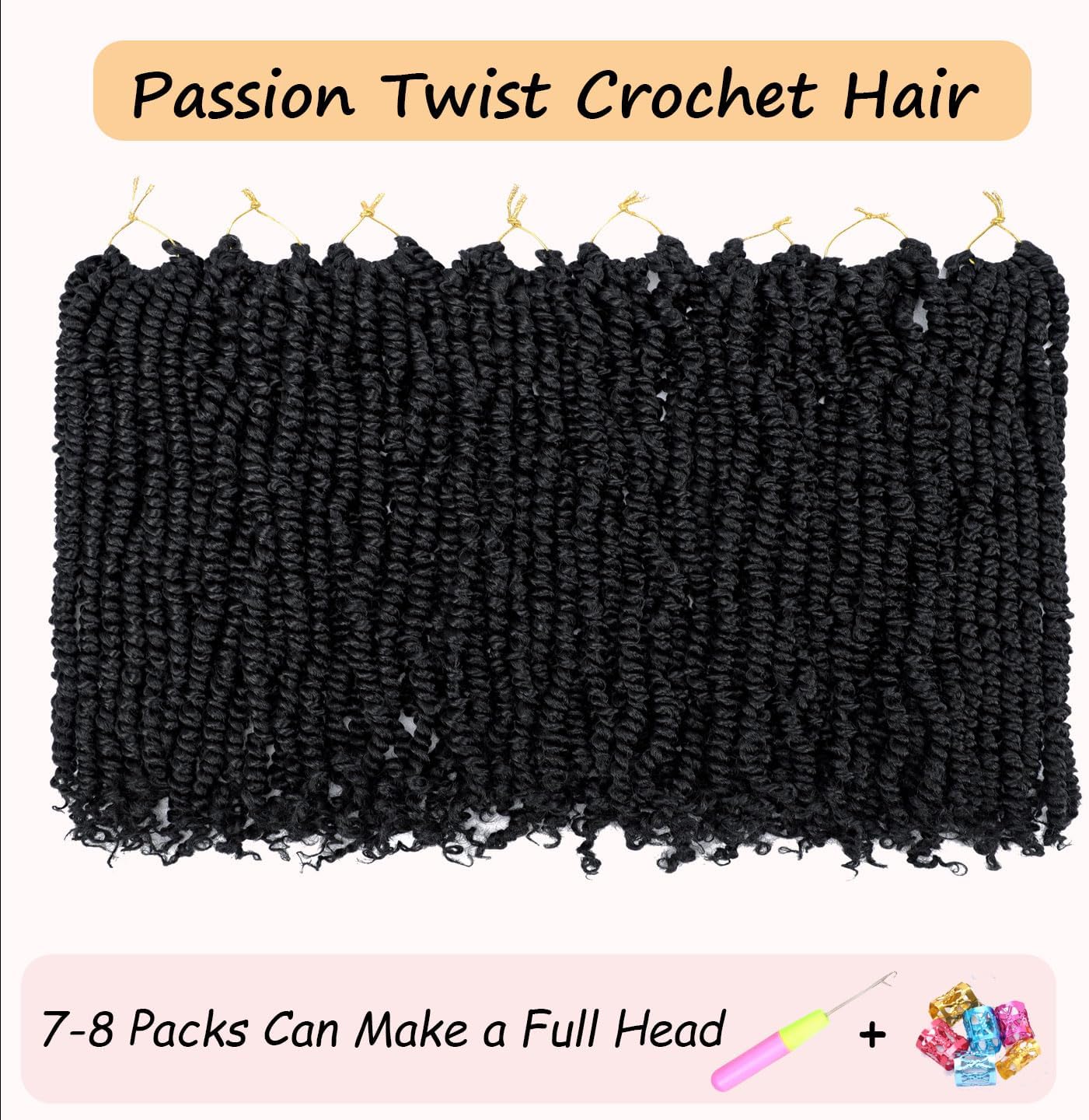 LOSMOEER 8Packs Passion Twist Hair Pre-twisted Passion Twist Crochet Hair Pre-looped Crochet Braids Hair for Women Passion Twists Braiding Hair Synthetic Hair Extensions