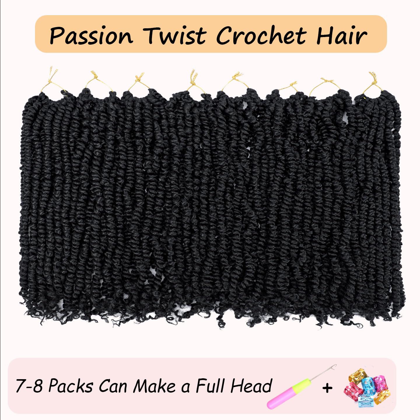 LOSMOEER 8Packs Passion Twist Hair Pre-twisted Passion Twist Crochet Hair Pre-looped Crochet Braids Hair for Women Passion Twists Braiding Hair Synthetic Hair Extensions