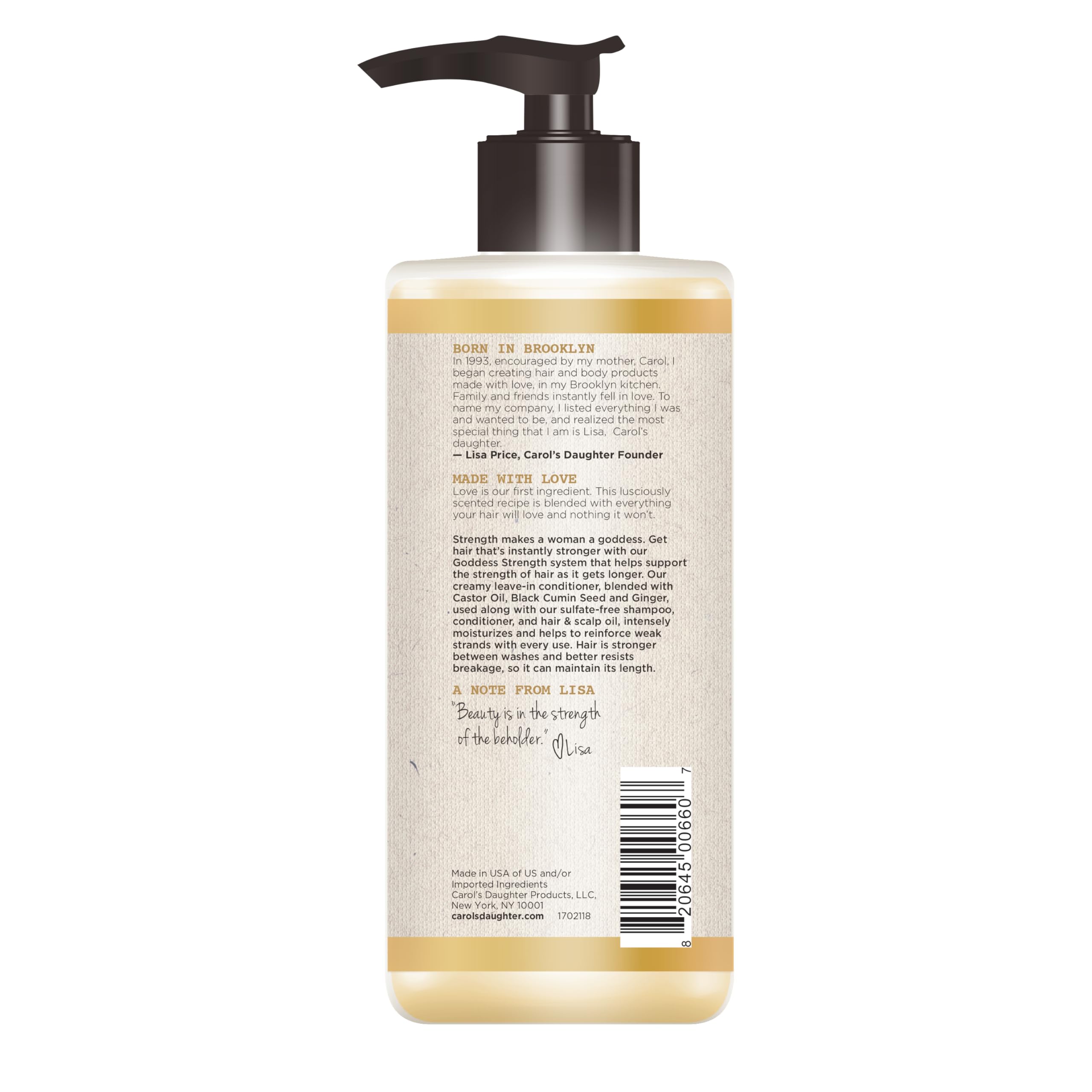 Carol's Daughter Goddess Strength Leave In Conditioner Cream for Curly, Wavy, Coily Hair with Castor Oil for Weak, Stronger Hair and Less Breakage, 296ml