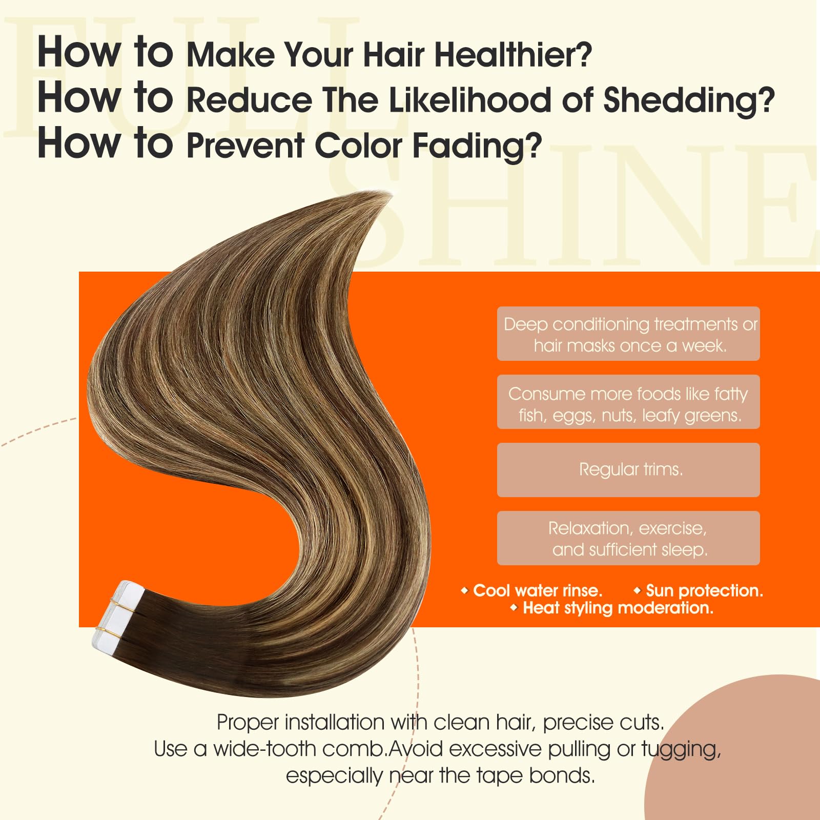 Full Shine Tape in Hair Extensions Human Hair 14 Inch Double Sided Tape in Extensions Medium Brown to Light Blonde Balayage Tape in Human Hair Extensions 20 Pcs 50 Gram Skin Weft Tape Extensions