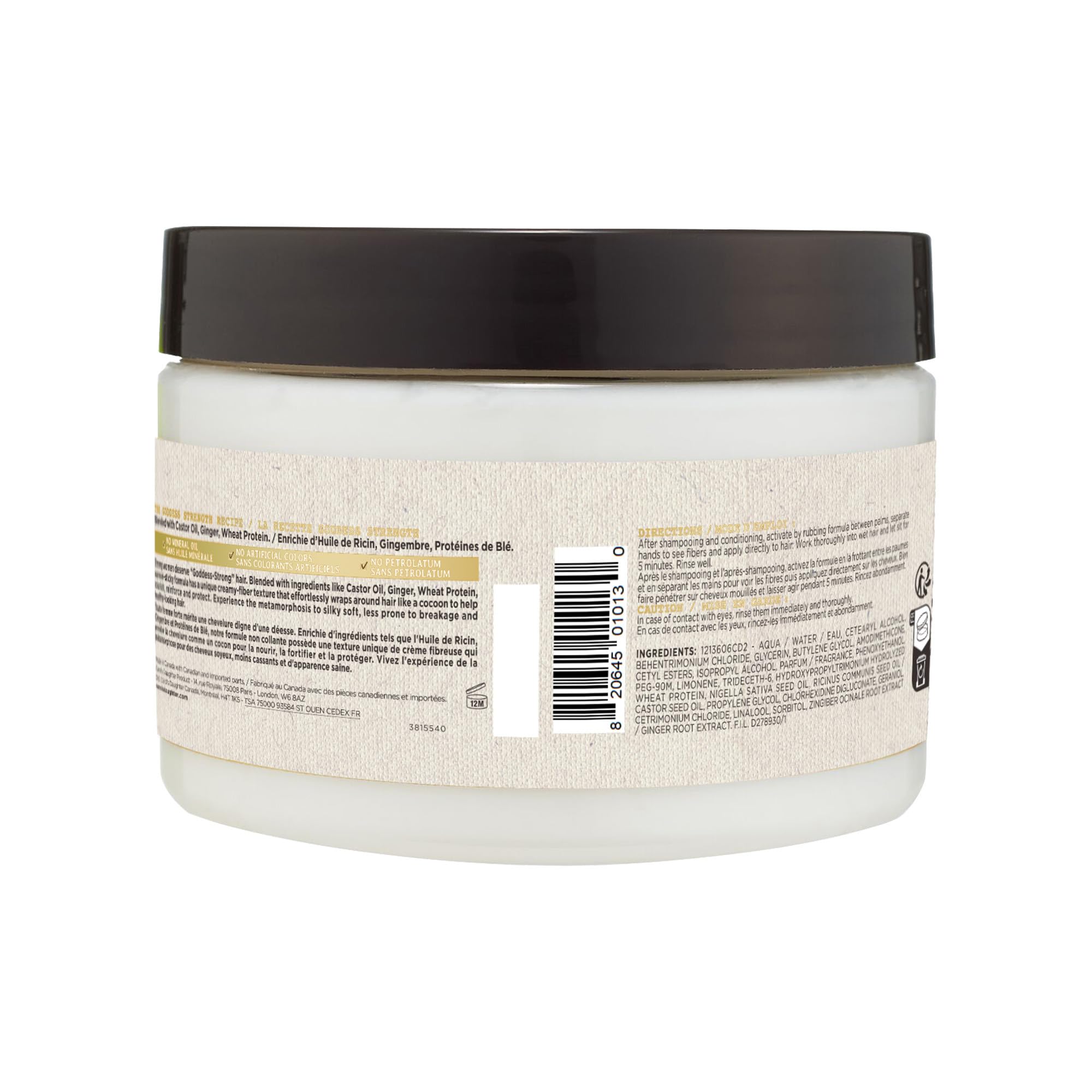 Carol's Daughter Goddess Strength Repairing Cocoon Hydrating Mask for Dry, Damaged Curly Hair, Restores Moisture, Treatment with Castor Oil, 340 g