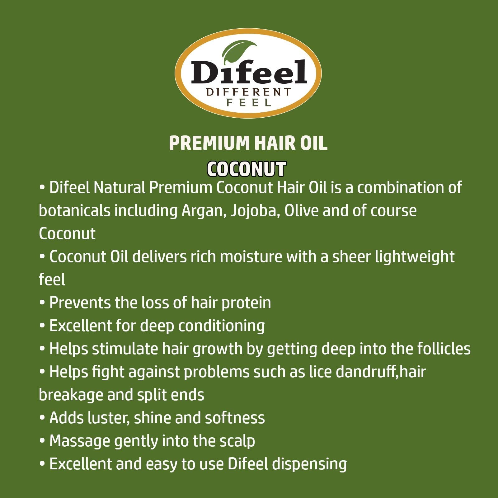 Difeel Premium Natural Hair Care Oil, Coconut