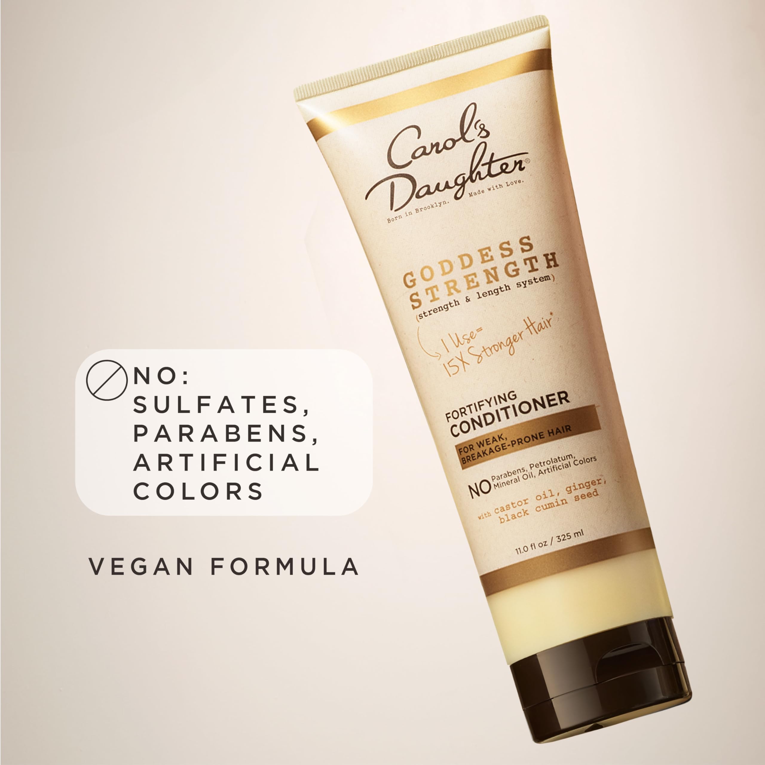 Carol's Daughter Goddess Strength Curly Hair Fortifying and Strengthening Conditioner for Dry Damaged Hair, with Castor Oil, for Weak Hair, Stronger Hair and Less Breakage, 325ml