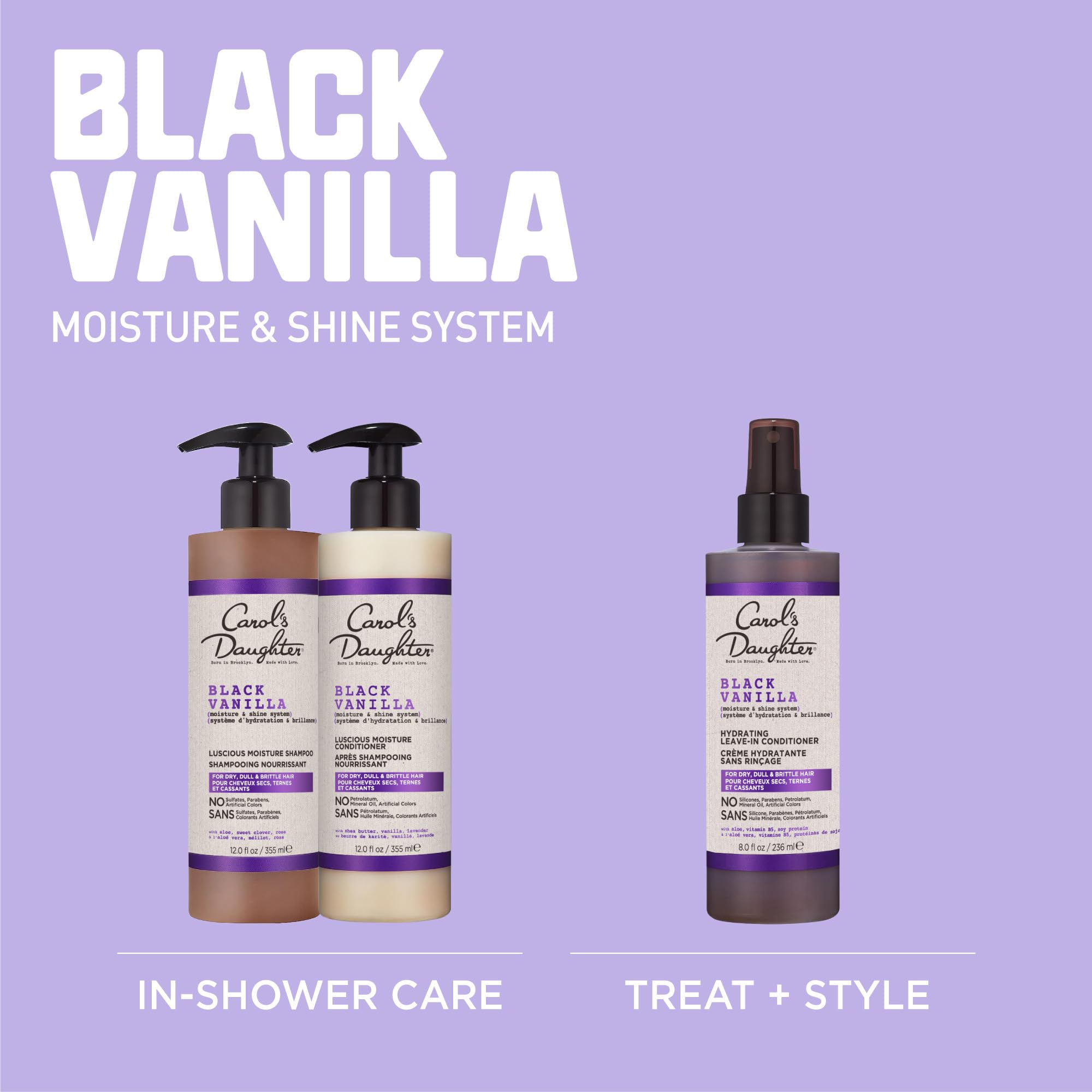 Carol's Daughter Black Vanilla Moisturizing Sulfate-Free Shampoo, with Rosemary Oil, for Curly, Wavy Hair, 355ml
