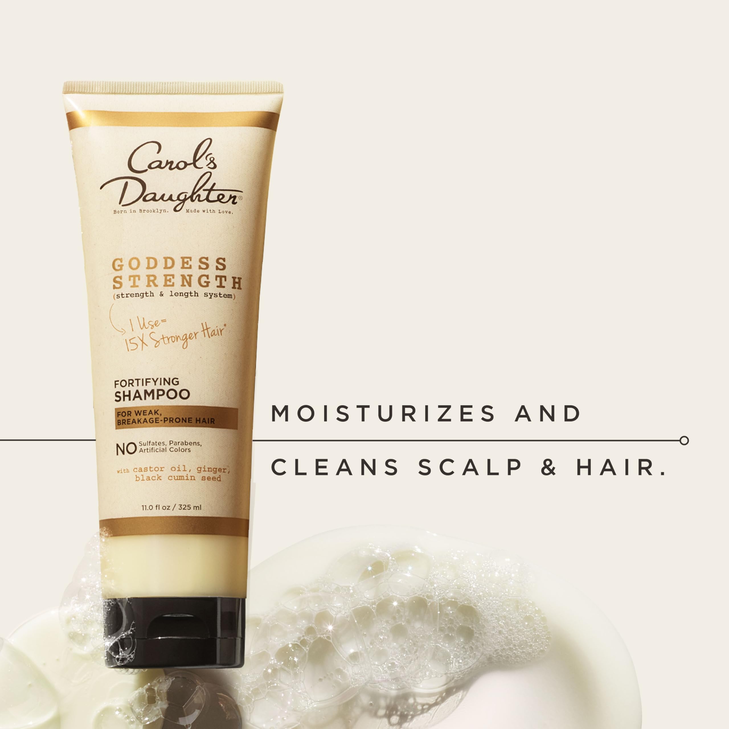 Carol’s Daughter Goddess Strength Sulfate Free Shampoo for Curly, Wavy, Coily Hair with Castor Oil for Weak, Stronger Hair, Less Breakage, 325ml