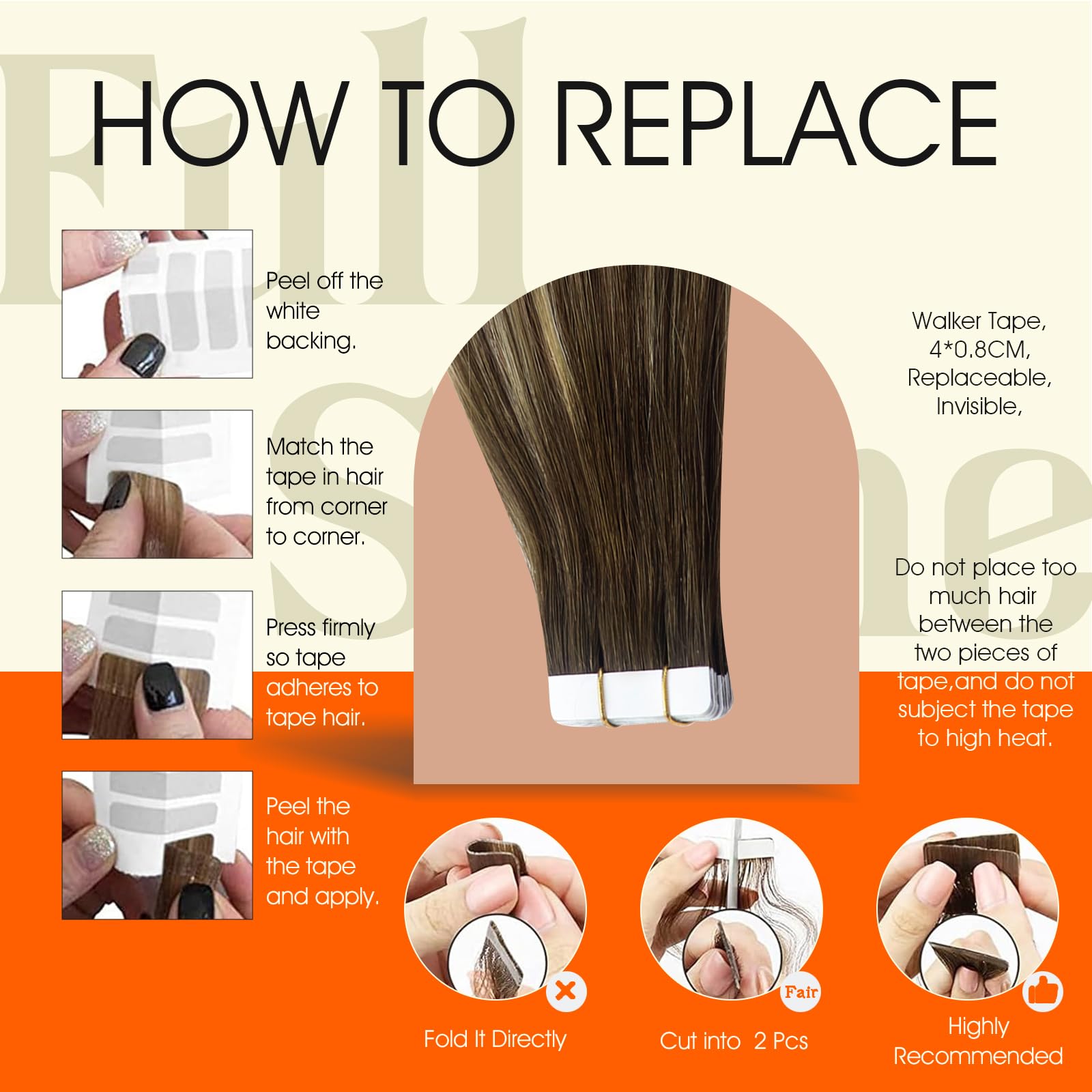 Full Shine Tape in Hair Extensions Human Hair 14 Inch Double Sided Tape in Extensions Medium Brown to Light Blonde Balayage Tape in Human Hair Extensions 20 Pcs 50 Gram Skin Weft Tape Extensions
