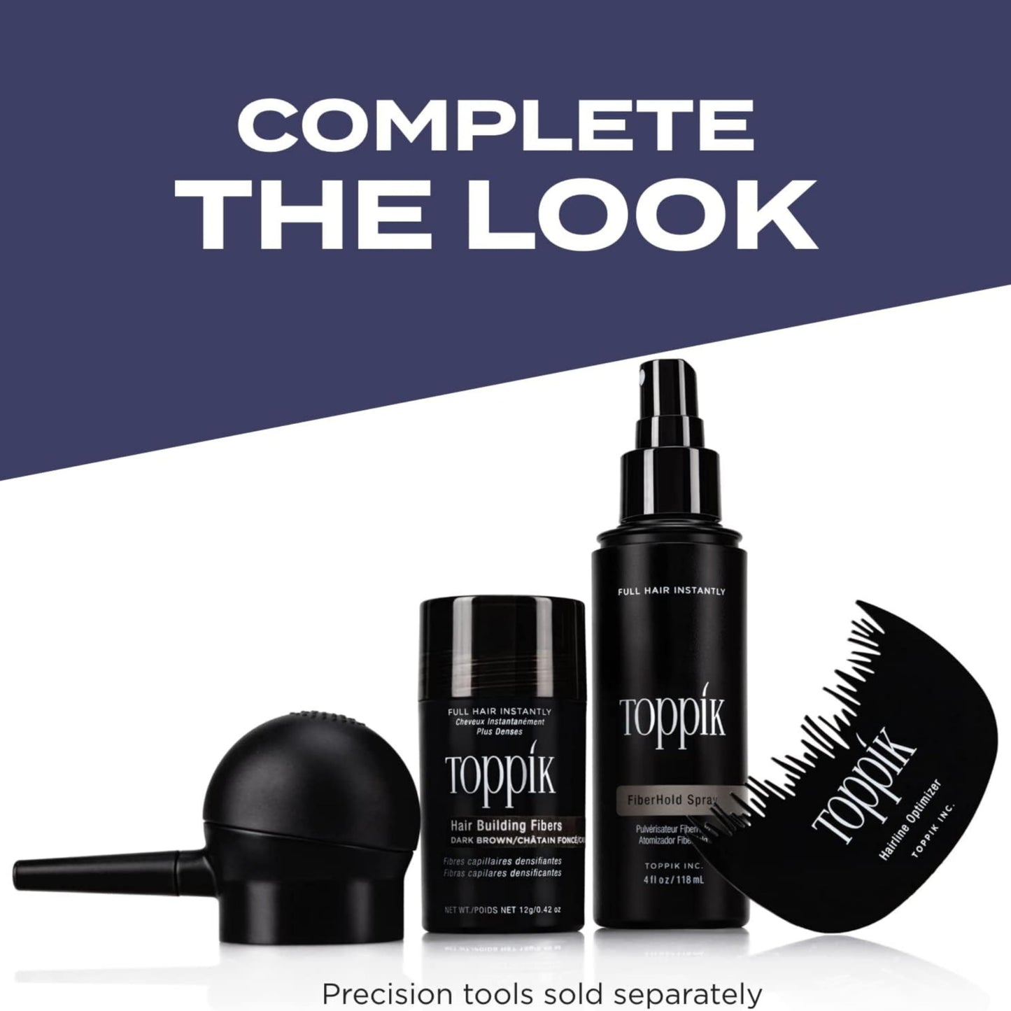 TOPPIK Hair Building Fibers for Instantly Fuller Hair (BLACK), 12 g, Fill In Fine or Thinning Hair, Instantly Thicker Looking Hair, Multiple Shades for Men & Women