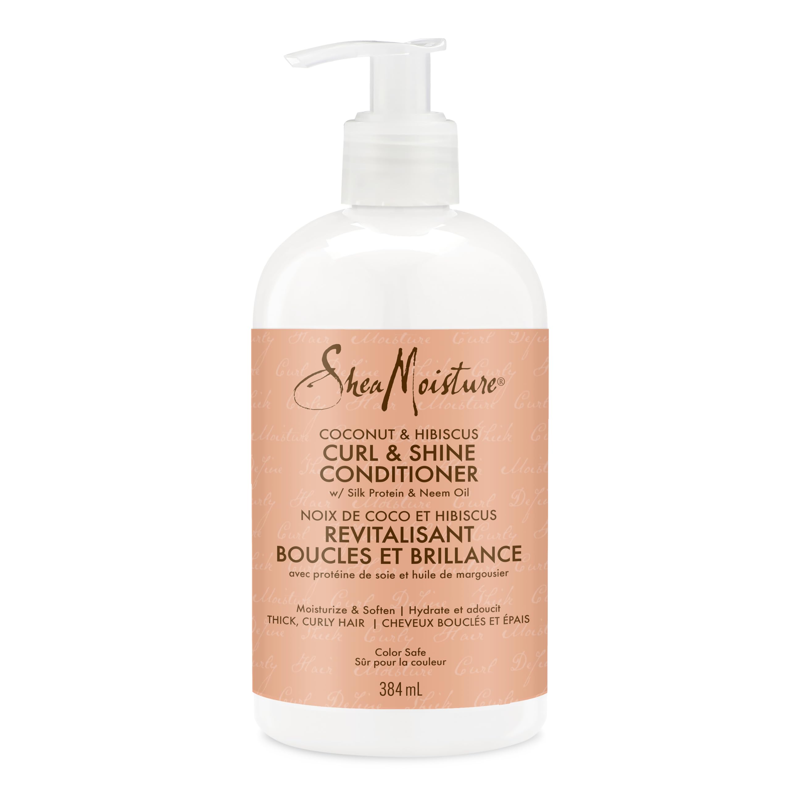 Shea Moisture Coconut & Hibiscus Curl & Shine Conditioner for Thick, Curly Hair with Silk Protein & Neem Oil to Moisturize & Soften 384 ml