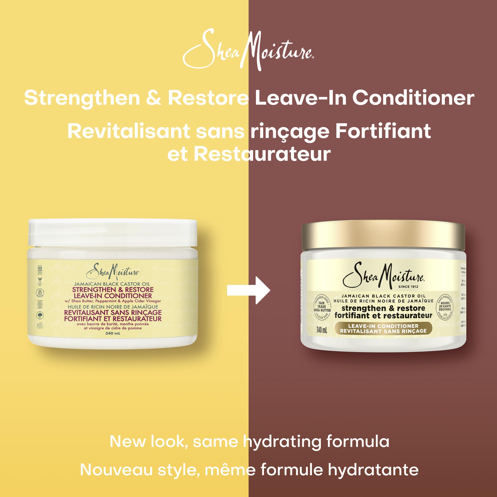 SheaMoisture Jamaican Black Castor Oil Strengthen & Restore for damaged or chemically processed hair Leave-In Conditioner cruelty-free hair treatment 340mL