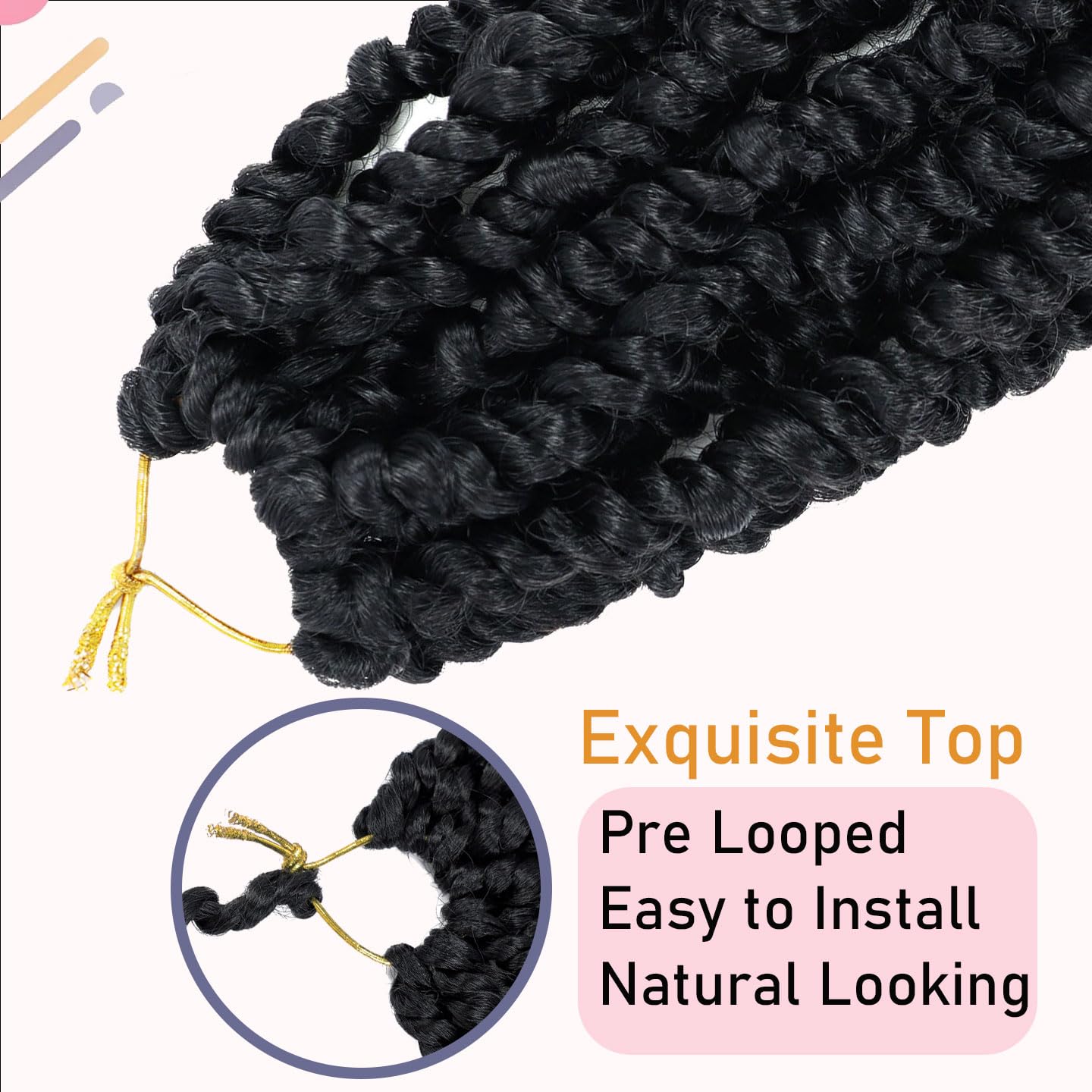 LOSMOEER 8Packs Passion Twist Hair Pre-twisted Passion Twist Crochet Hair Pre-looped Crochet Braids Hair for Women Passion Twists Braiding Hair Synthetic Hair Extensions
