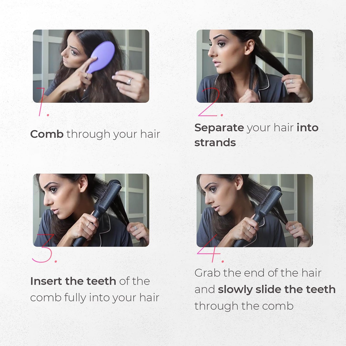 TYMO Hair Straightener Brush, Flat Iron & Brush 2 in 1 for Straightening Hair, Anti-Scald Hot Comb, 5 Temp for All Hair Types (130℃~210℃), Finish with Smooth, Shiny,TYMO RING Matte Black