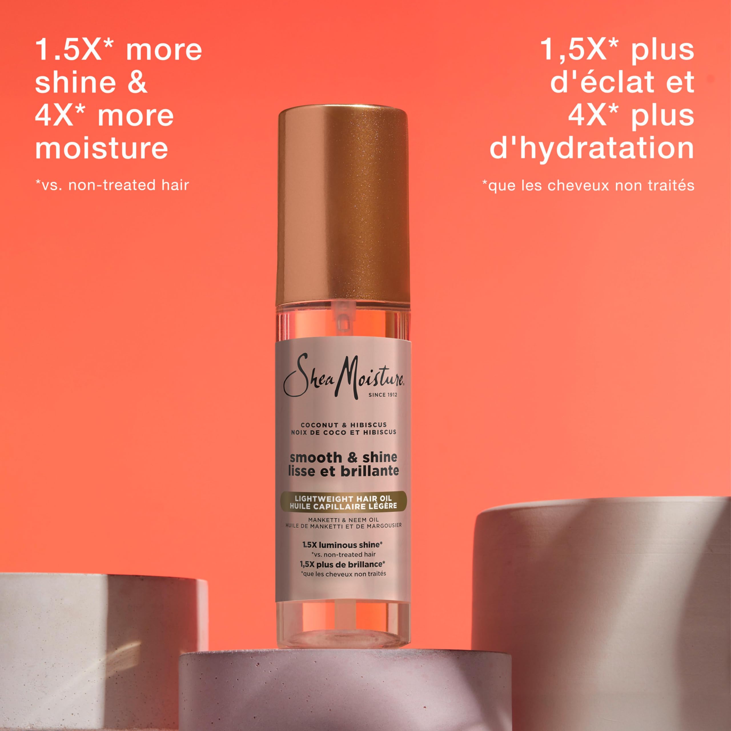 SheaMoisture Coconut & Hibiscus Smooth & Shine Hair Oil for Lightweight Luminous Shine, 97mL