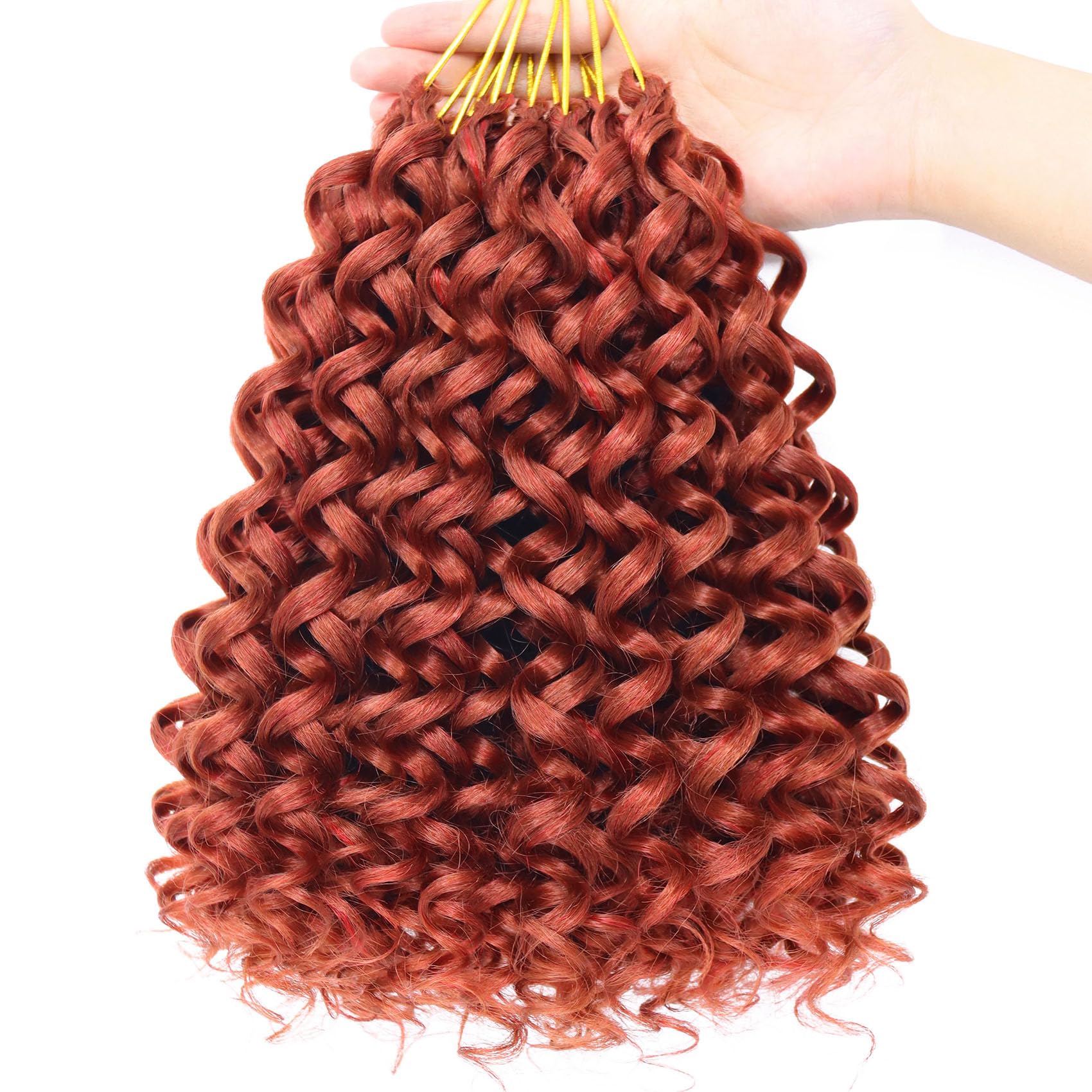 7 Packs GoGo Curl Crochet Hair 10 Inch Short Curly Crochet Hair for Women Water Wave Beach Curl Deep Twist Crochet Braids Synthetic Braiding Hair Extensions(10 Inch, Reddish Brown)