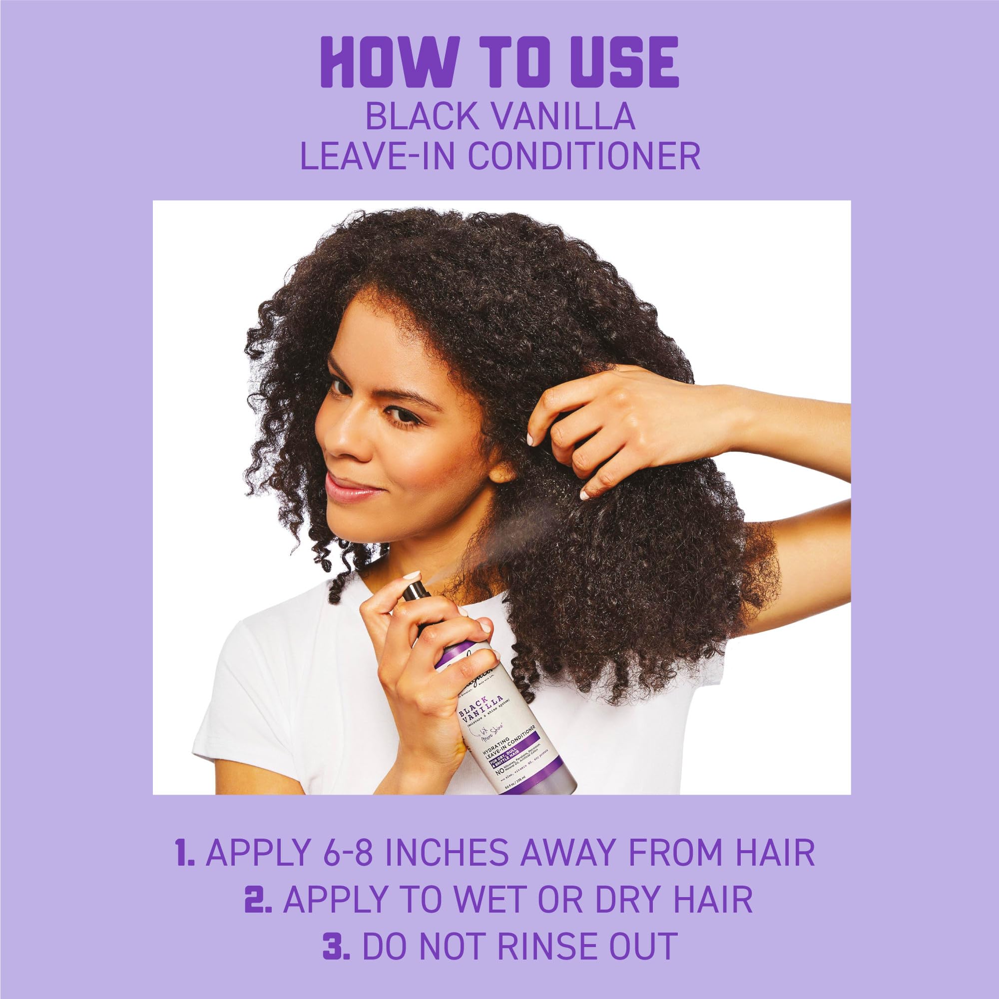 Carol's Daughter Black Vanilla Moisturizing Leave In Conditioner Spray, with Rosemary Oil, for Curly, Wavy Hair, 236ml