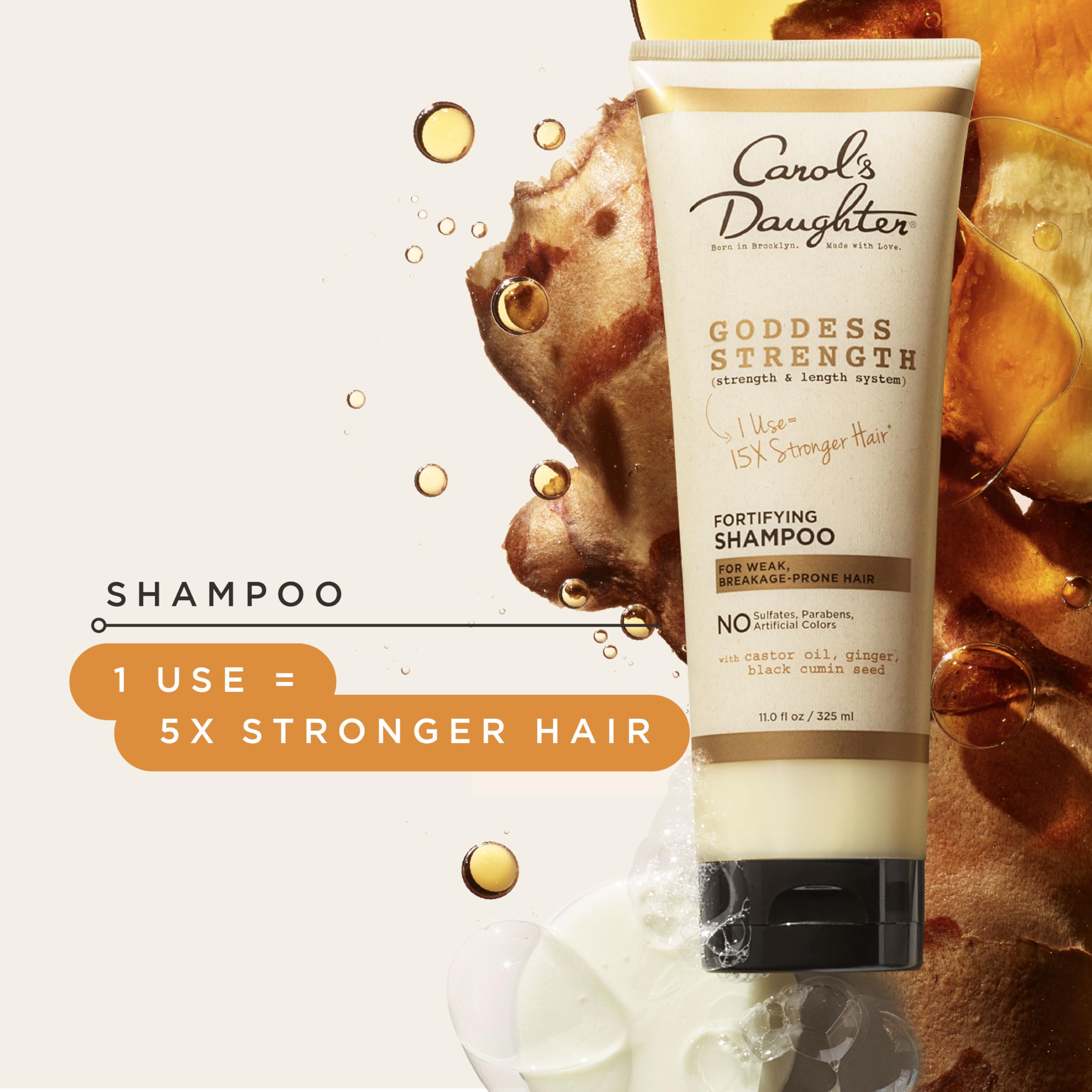 Carol’s Daughter Goddess Strength Sulfate Free Shampoo for Curly, Wavy, Coily Hair with Castor Oil for Weak, Stronger Hair, Less Breakage, 325ml