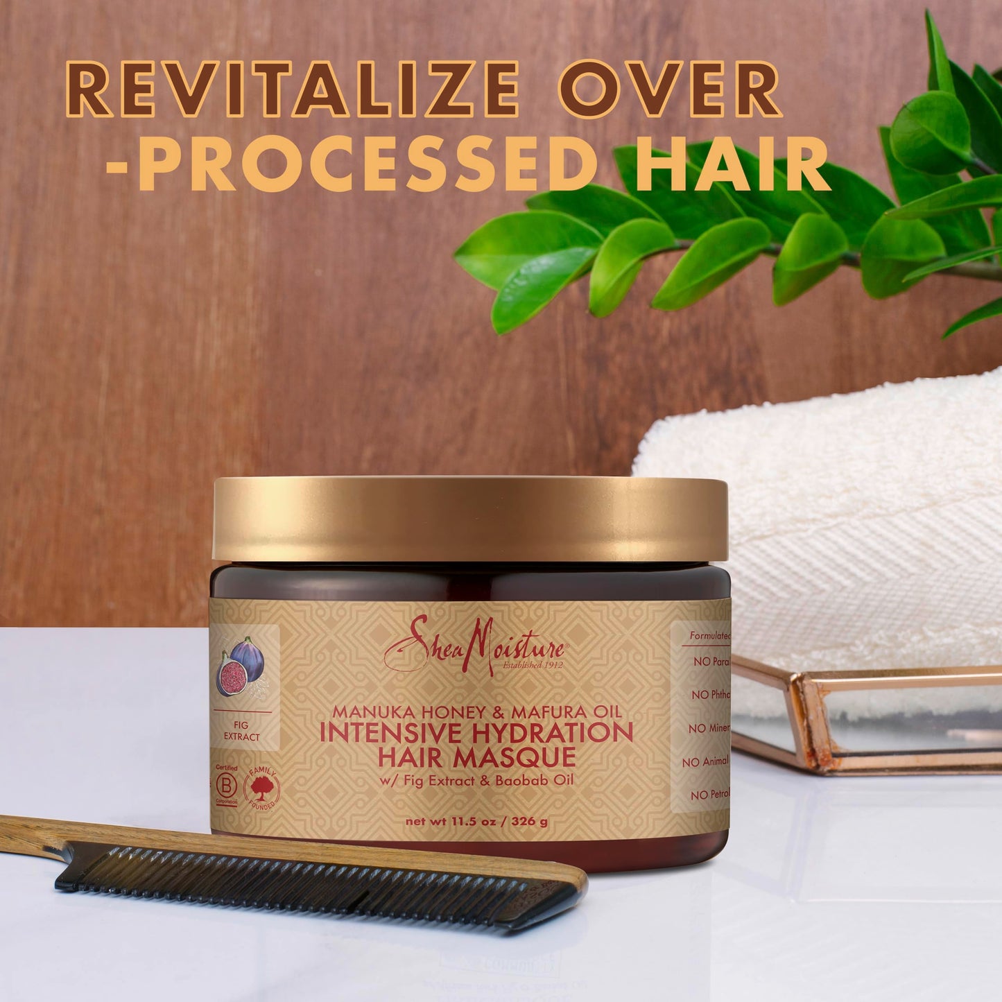 SheaMoisture Intensive Hydration Hair Masque hair treatment for dry, damaged hair Manuka Honey & Mafura Oil deep conditioning treatment with fig extract 326 g