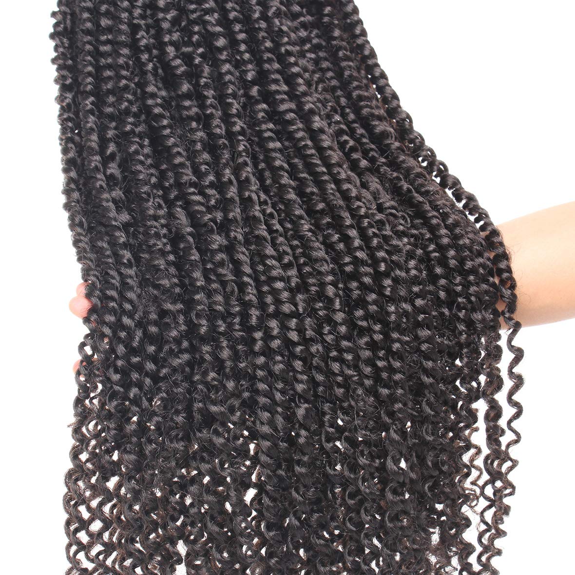 Leeven 22 Inch 8 packs Pre-twisted Passion Twist Crochet Hair 12 Roots/pack Pre-looped Crochet Braids Hair for Passion Twist Braiding Hair Natural Black Twists Hair