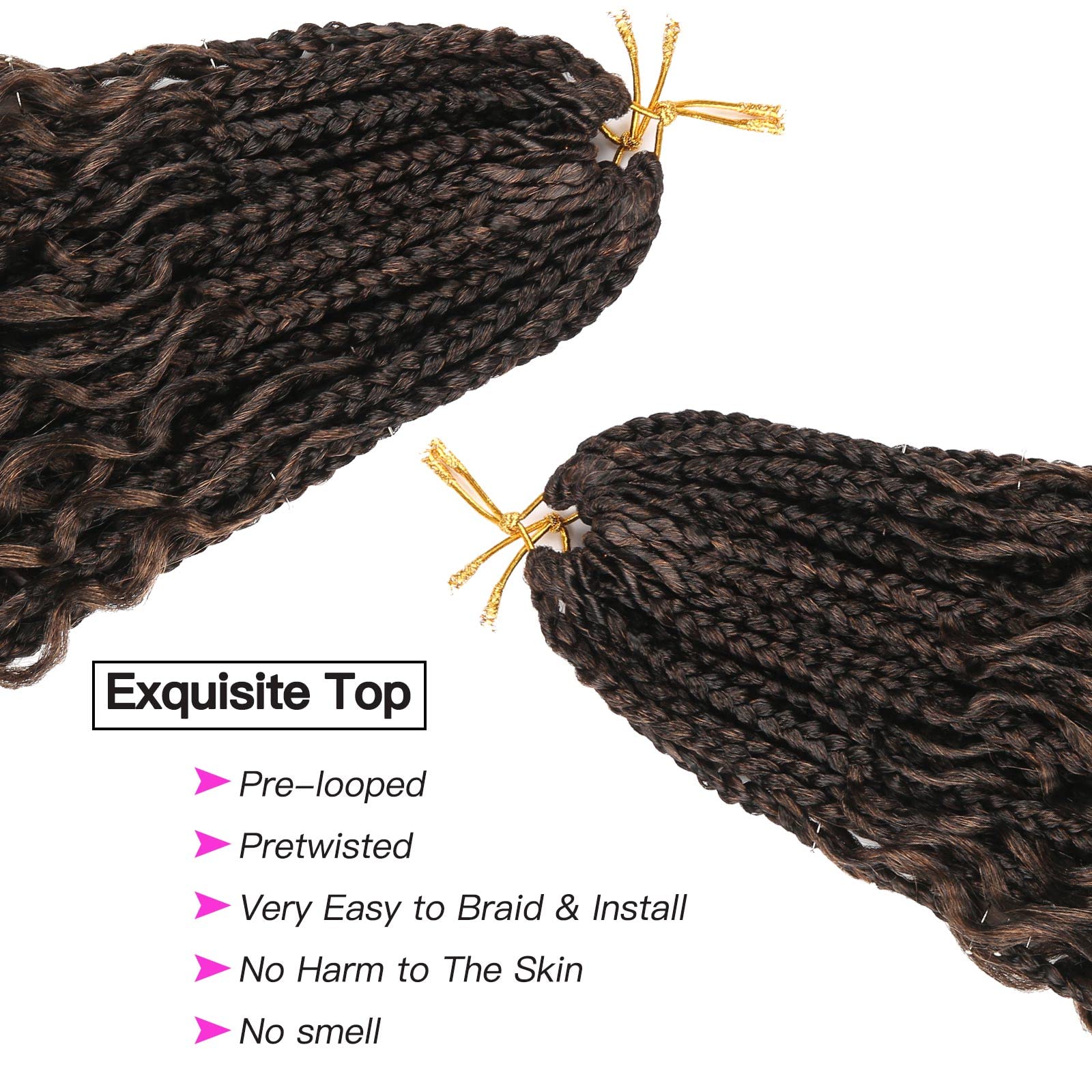 22 Inch Goddess Box Braids Crochet Hair 8 Packs Boho Box Braids Crochet Synthetic Hair Pre-looped Messy Bohemian Box Braids Hair Extensions for Black Women (22Inch,T30)
