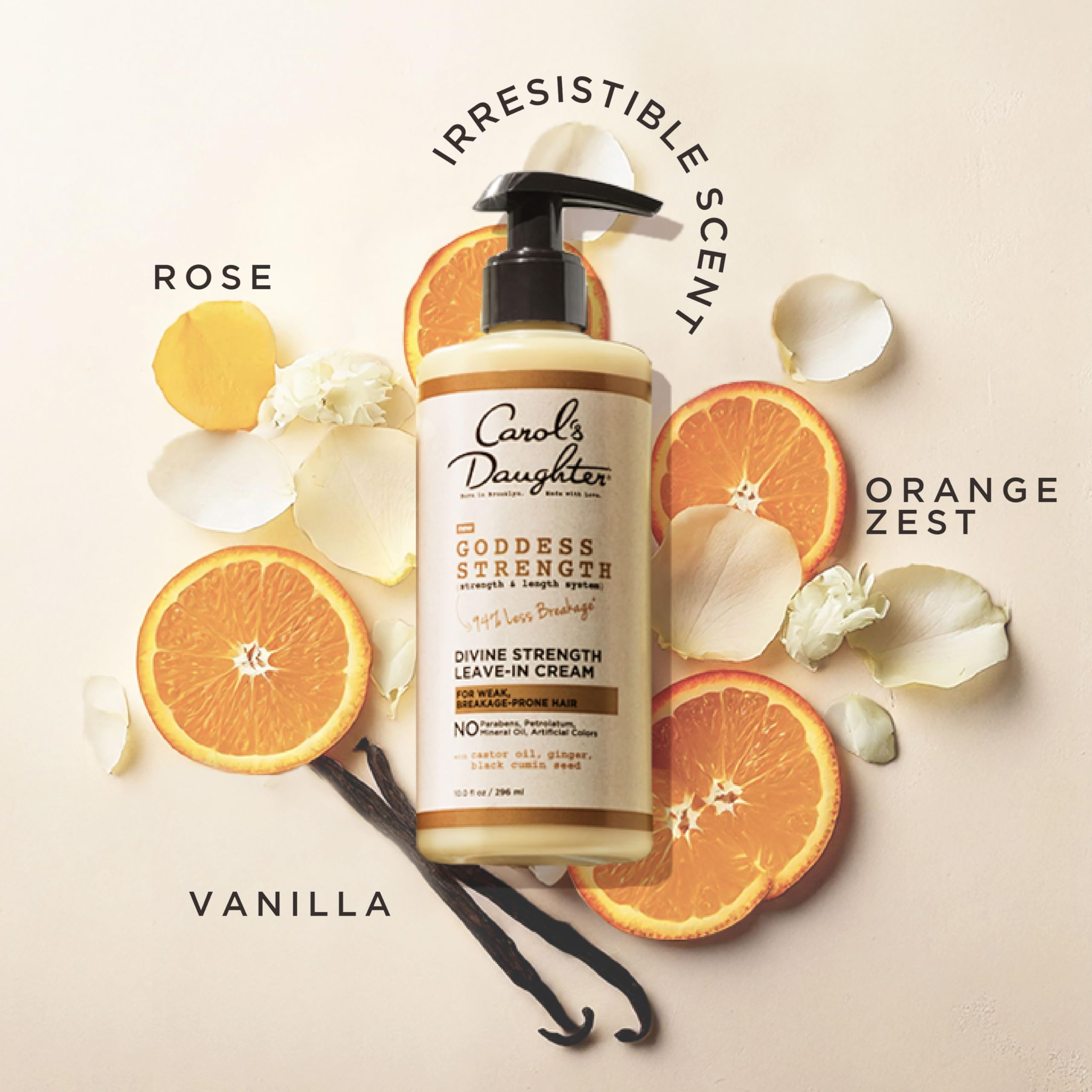 Carol's Daughter Goddess Strength Leave In Conditioner Cream for Curly, Wavy, Coily Hair with Castor Oil for Weak, Stronger Hair and Less Breakage, 296ml