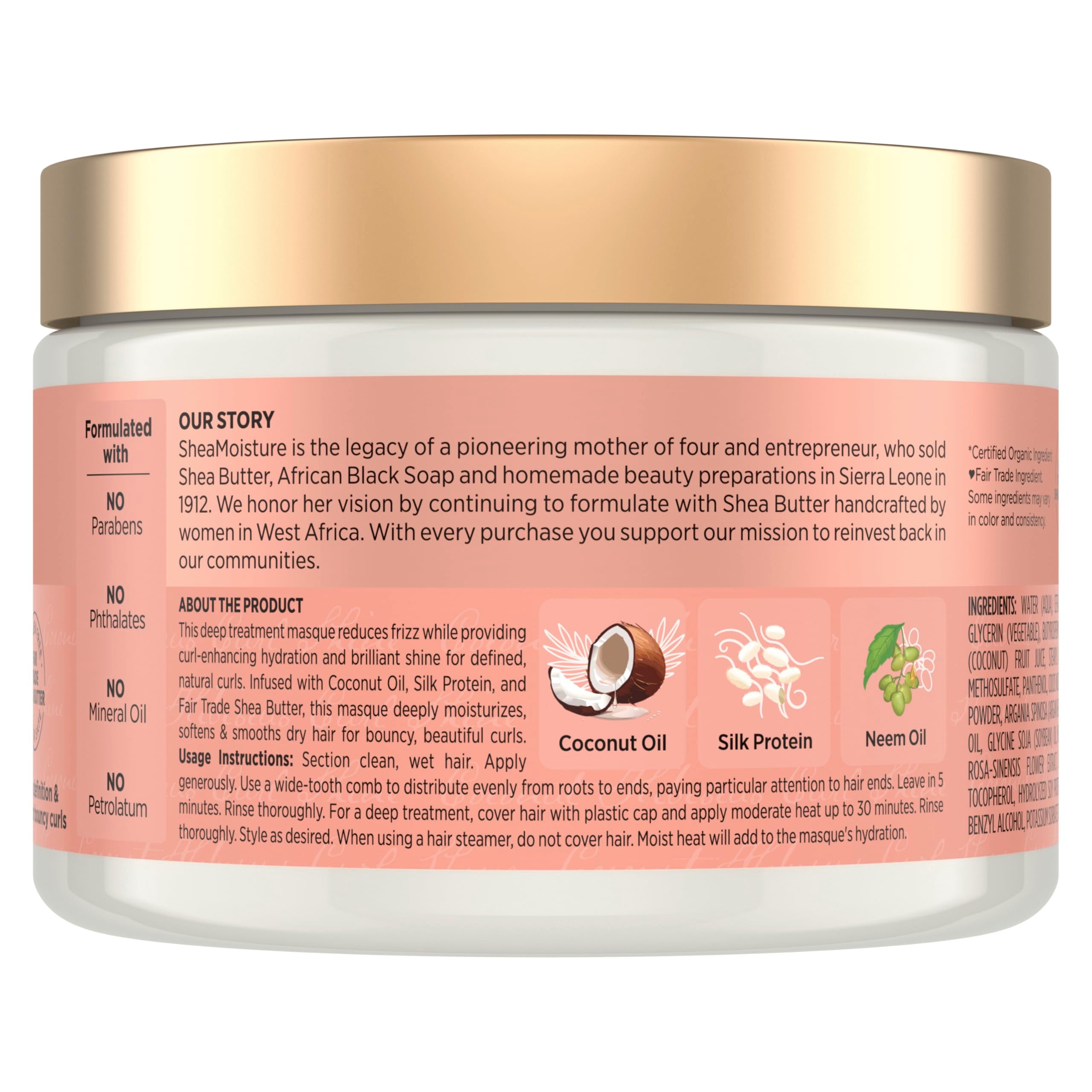 Shea Moisture Coconut & Hibiscus Hair Masque, 12 ounces, 340.2 g (Pack of 1)