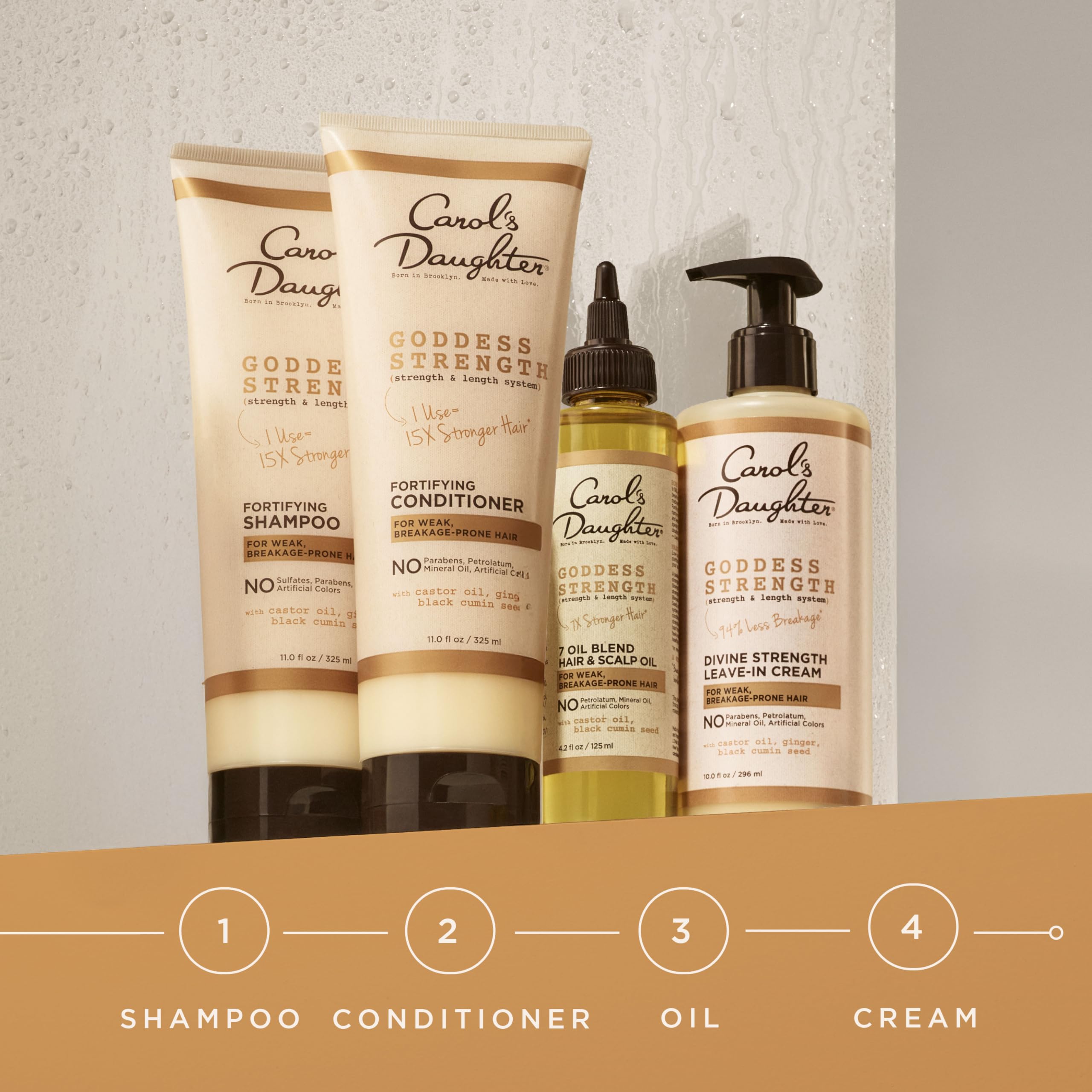 Carol's Daughter Goddess Strength Leave In Conditioner Cream for Curly, Wavy, Coily Hair with Castor Oil for Weak, Stronger Hair and Less Breakage, 296ml