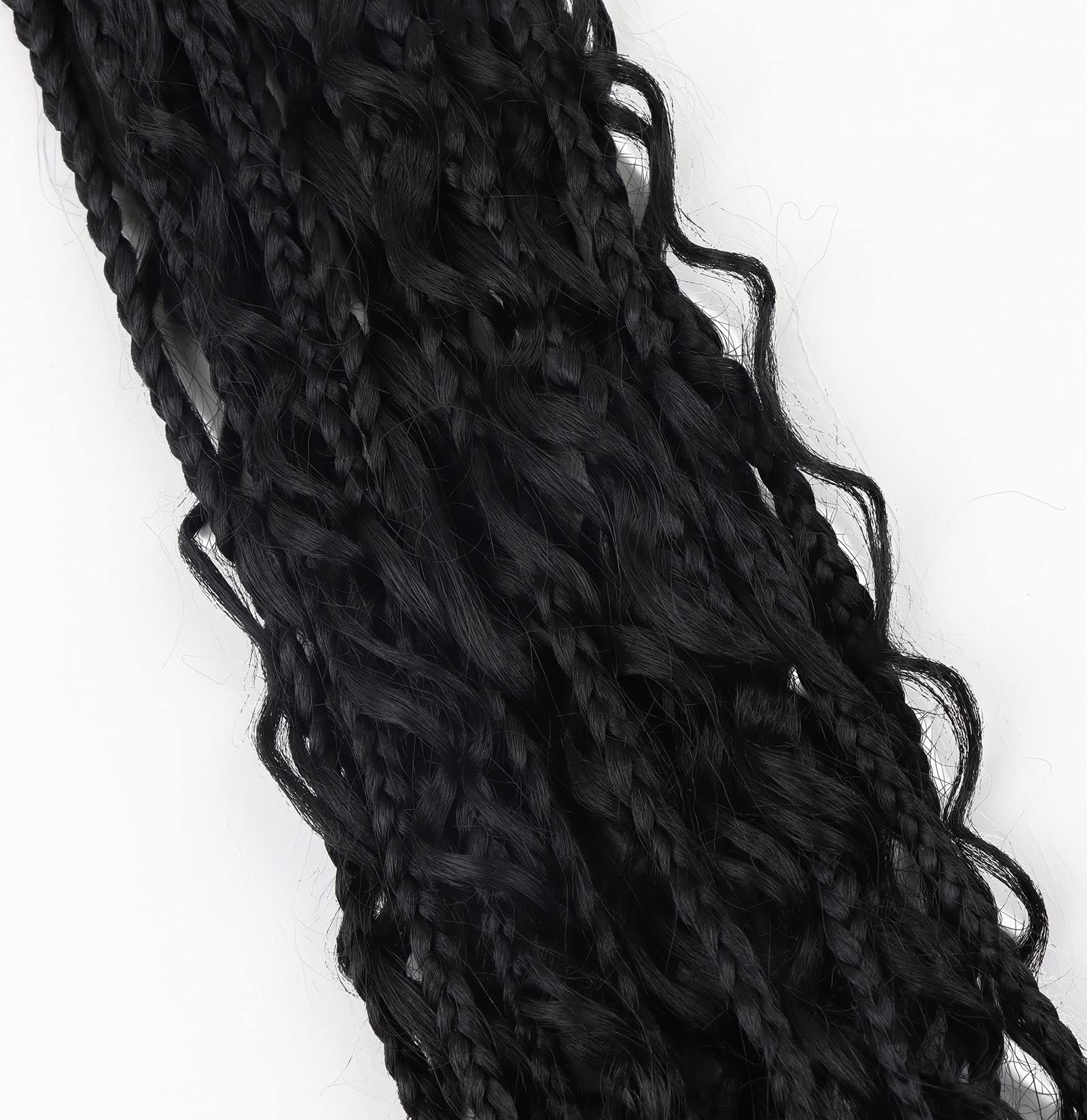 LMZIM 24 Inch 8 Packs Boho Box Braids Crochet Hair Bohemian Crochet Box Braids with Curly Ends Goddess Box Braids Synthetic Crochet Hair for Black Women (24inch, 1b)