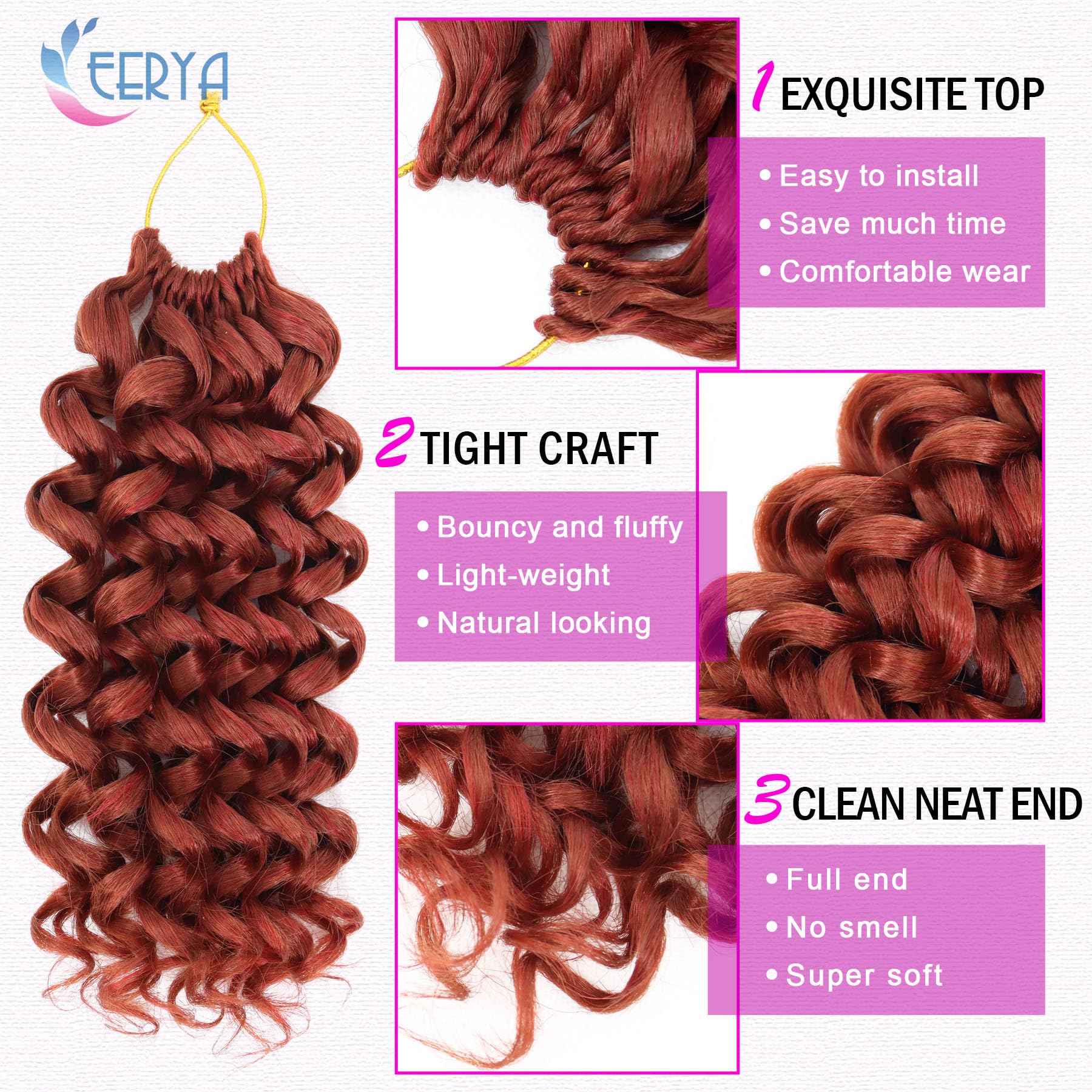 7 Packs GoGo Curl Crochet Hair 10 Inch Short Curly Crochet Hair for Women Water Wave Beach Curl Deep Twist Crochet Braids Synthetic Braiding Hair Extensions(10 Inch, Reddish Brown)