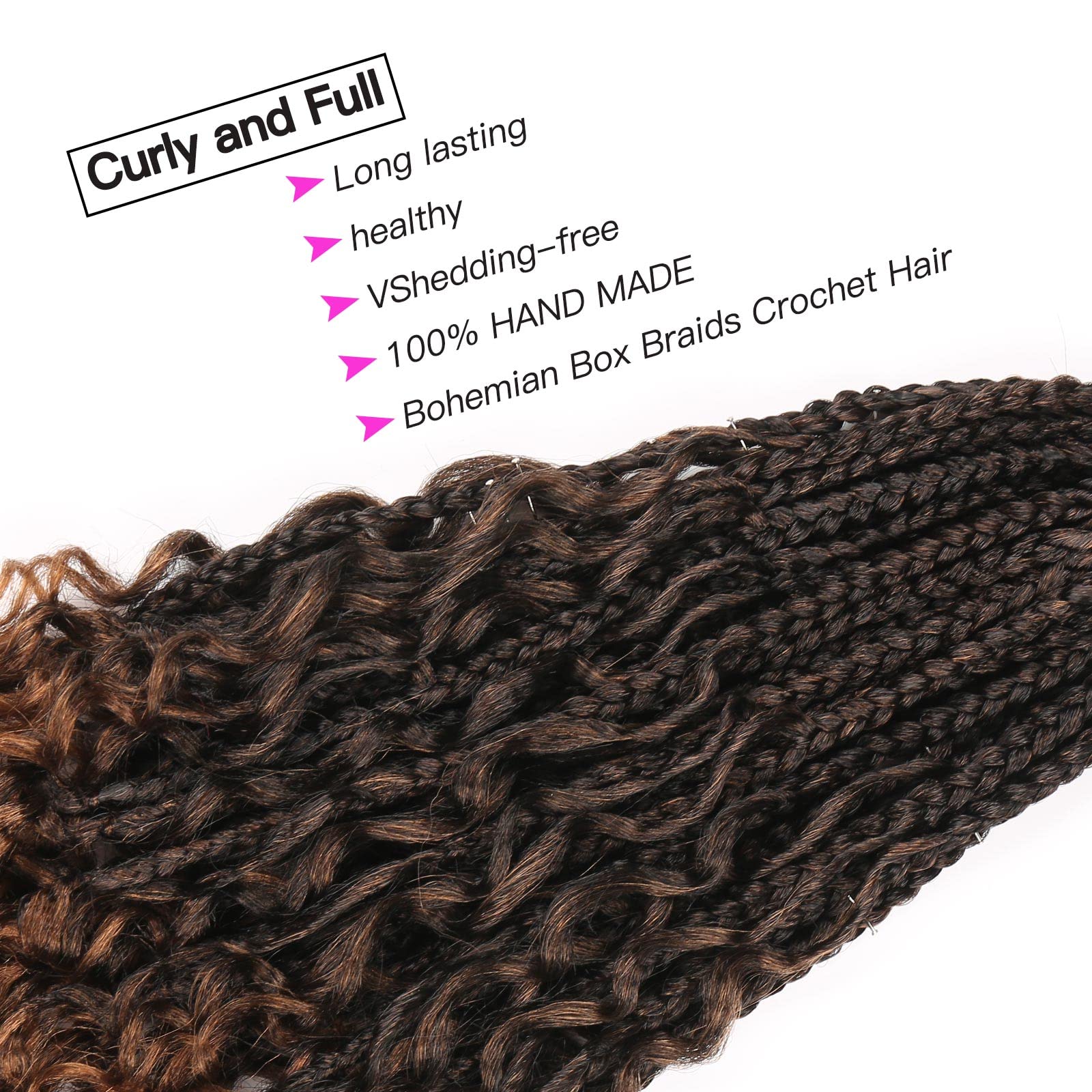 22 Inch Goddess Box Braids Crochet Hair 8 Packs Boho Box Braids Crochet Synthetic Hair Pre-looped Messy Bohemian Box Braids Hair Extensions for Black Women (22Inch,T30)