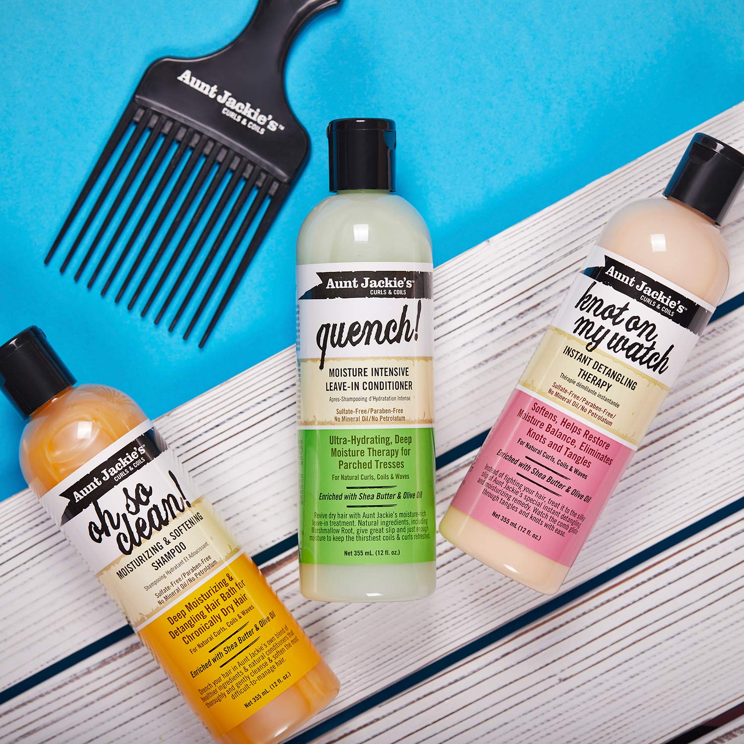 Aunt Jackie's Curls and Coils Knot On My Watch Instant Hair Detangling Therapy for Natural Curls, Coils and Waves, Enriched with shea Butter, 16 oz