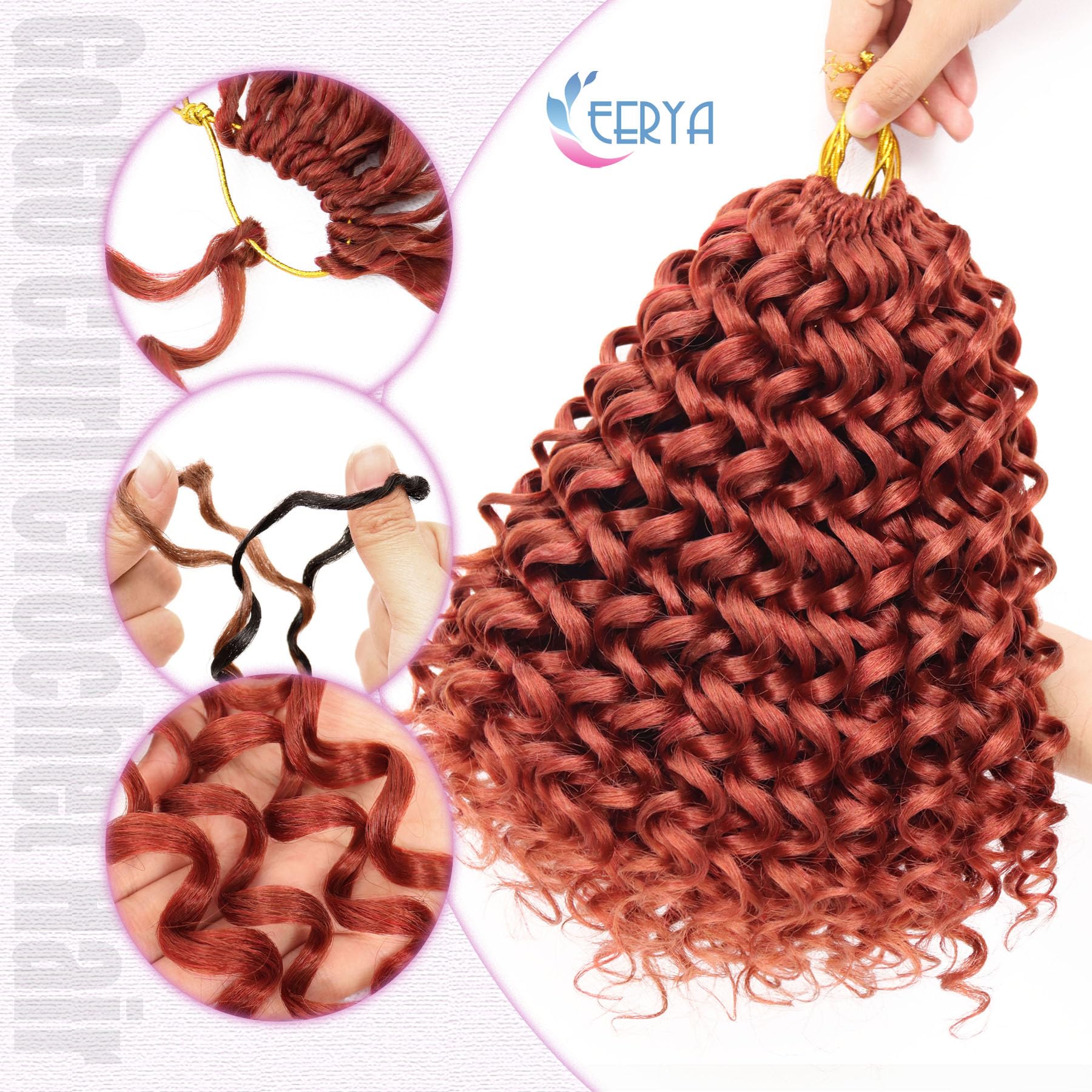 7 Packs GoGo Curl Crochet Hair 10 Inch Short Curly Crochet Hair for Women Water Wave Beach Curl Deep Twist Crochet Braids Synthetic Braiding Hair Extensions(10 Inch, Reddish Brown)