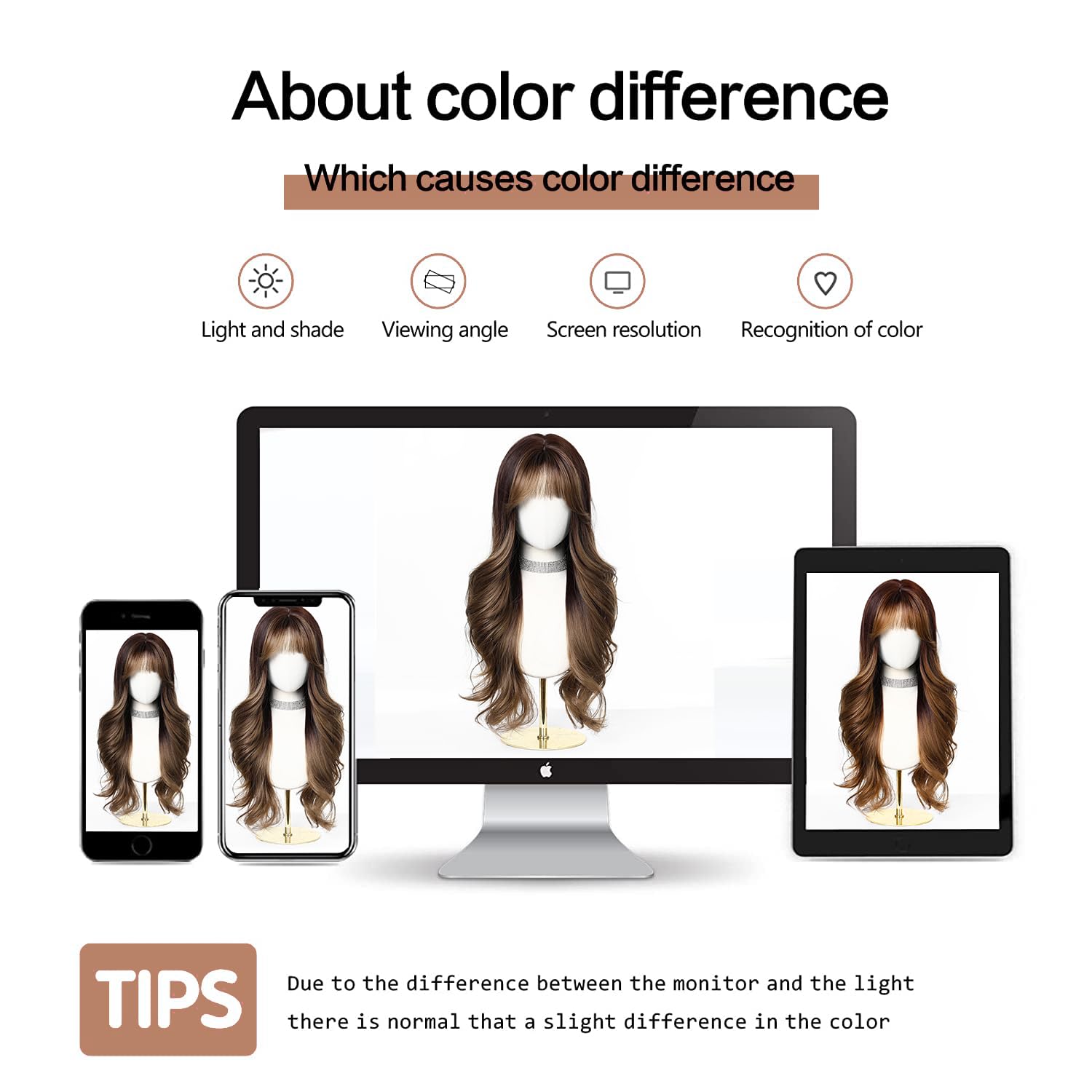 Esmee Long Wavy Brown Wigs for Women with Fringe Natural Synthetic Hair Wig for Daily & Party Use