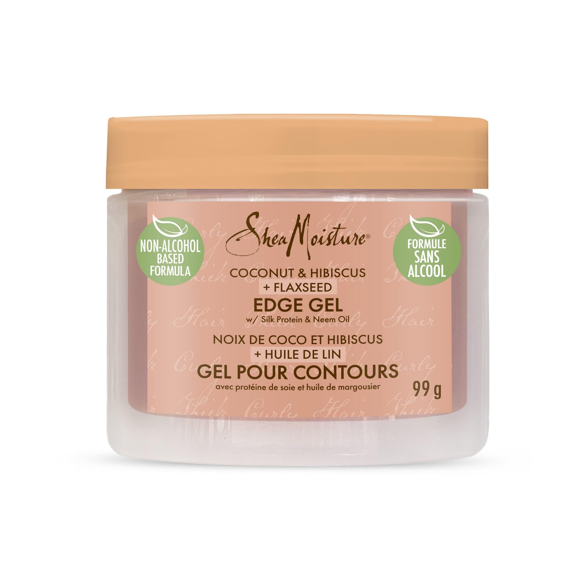 Shea Moisture Edge Gel Paraben-Free Hair Styling Coconut & Hibiscus + Flaxseed with Coconut Oil, Silk Protein and Neem Oil 99 g