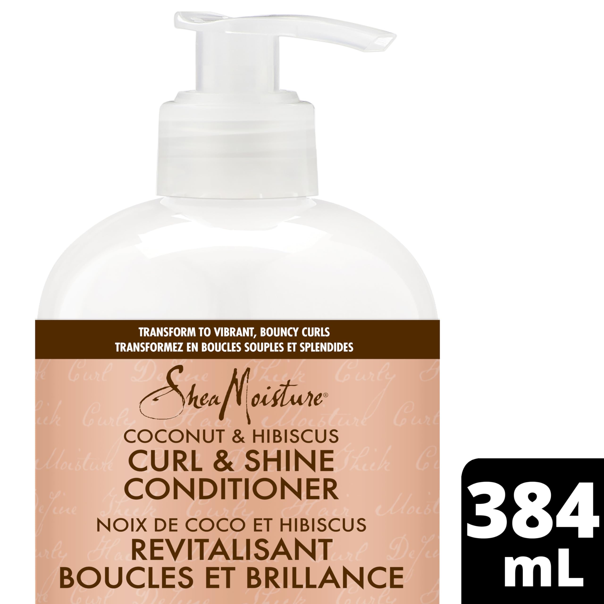 Shea Moisture Coconut & Hibiscus Curl & Shine Conditioner for Thick, Curly Hair with Silk Protein & Neem Oil to Moisturize & Soften 384 ml