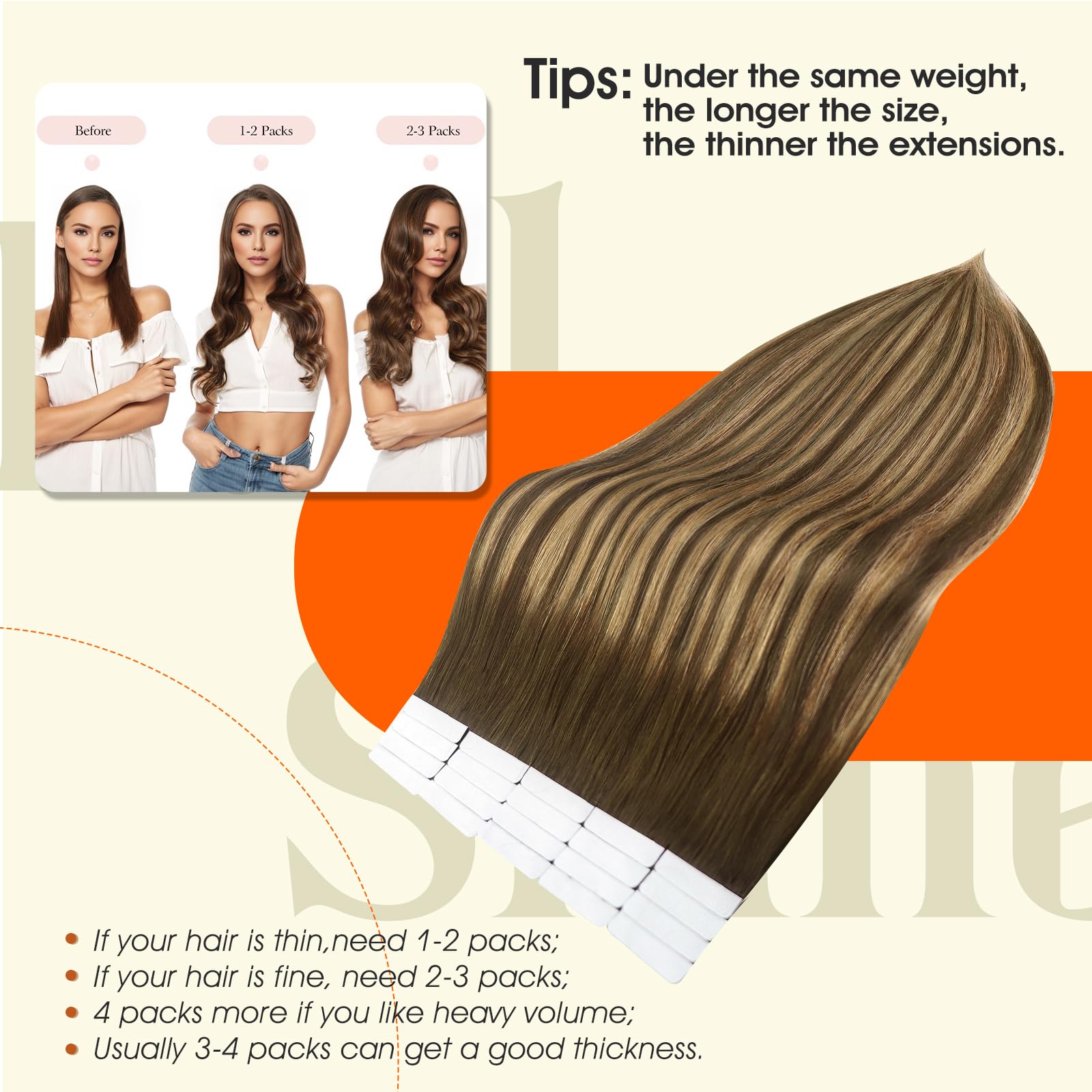 Full Shine Tape in Hair Extensions Human Hair 14 Inch Double Sided Tape in Extensions Medium Brown to Light Blonde Balayage Tape in Human Hair Extensions 20 Pcs 50 Gram Skin Weft Tape Extensions