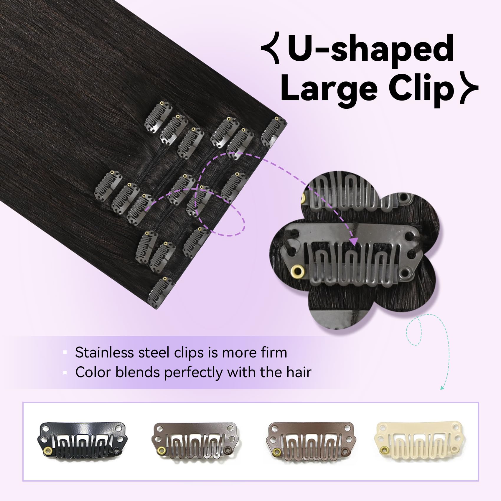 WindTouch Clip in hair Extensions for Women Real Human Hair, Dark Brown Hair Extensions 12 Inch 70g #2, Brown Remy Human Hair Extensions Clip ins for Women, Soft Natural Straight