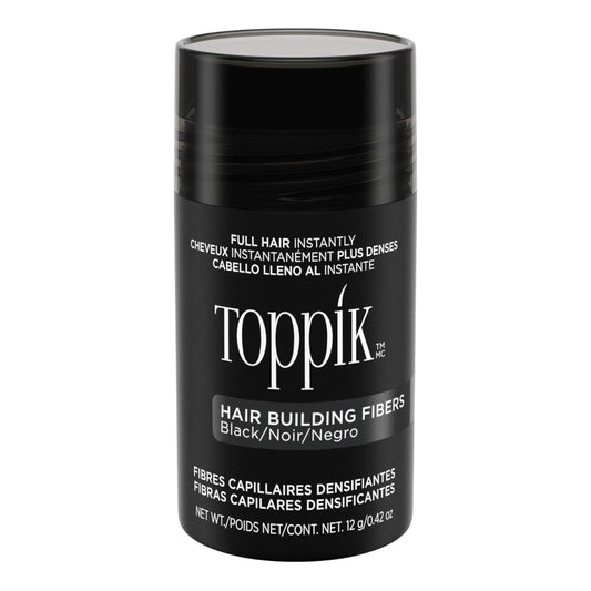 TOPPIK Hair Building Fibers for Instantly Fuller Hair (BLACK), 12 g, Fill In Fine or Thinning Hair, Instantly Thicker Looking Hair, Multiple Shades for Men & Women