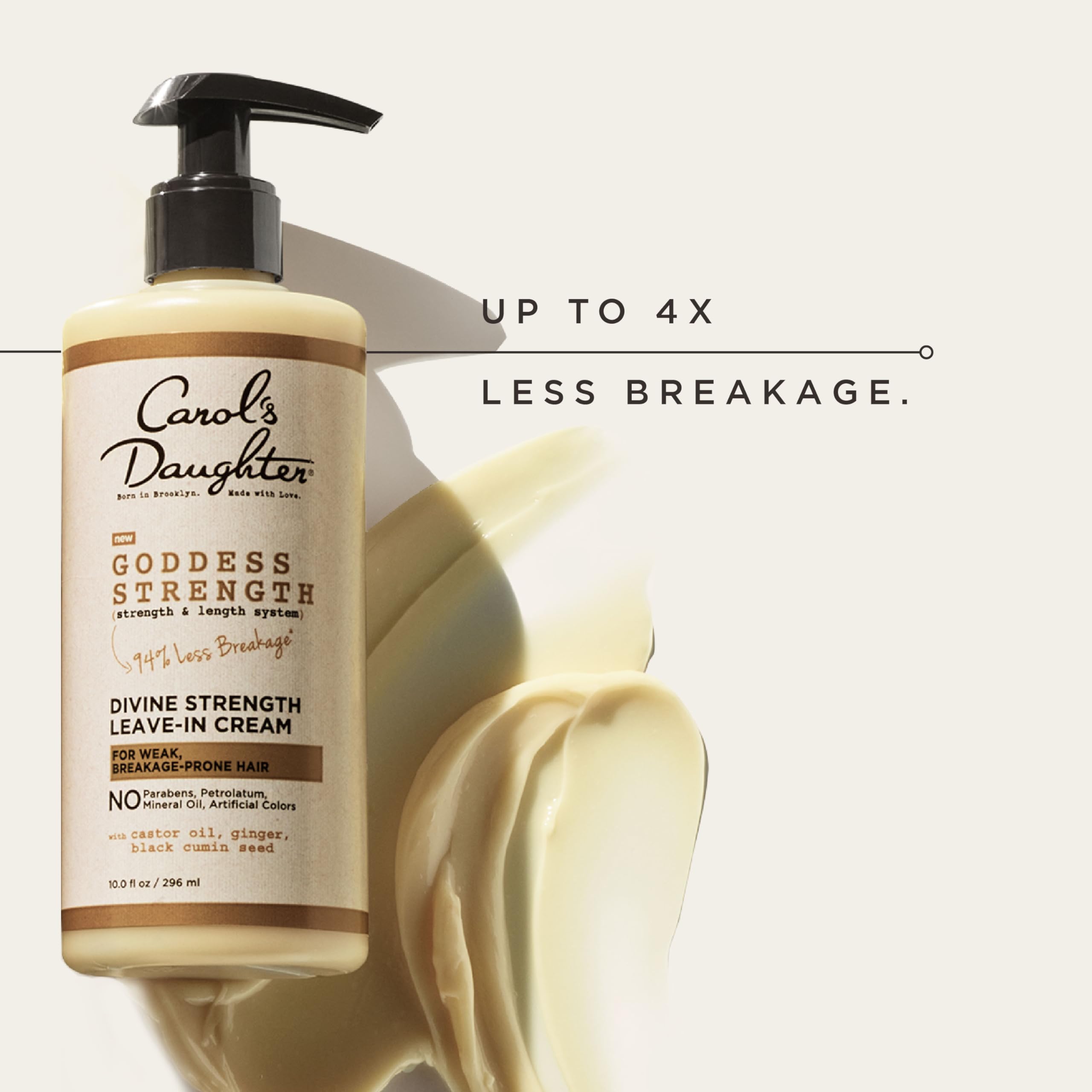 Carol's Daughter Goddess Strength Leave In Conditioner Cream for Curly, Wavy, Coily Hair with Castor Oil for Weak, Stronger Hair and Less Breakage, 296ml