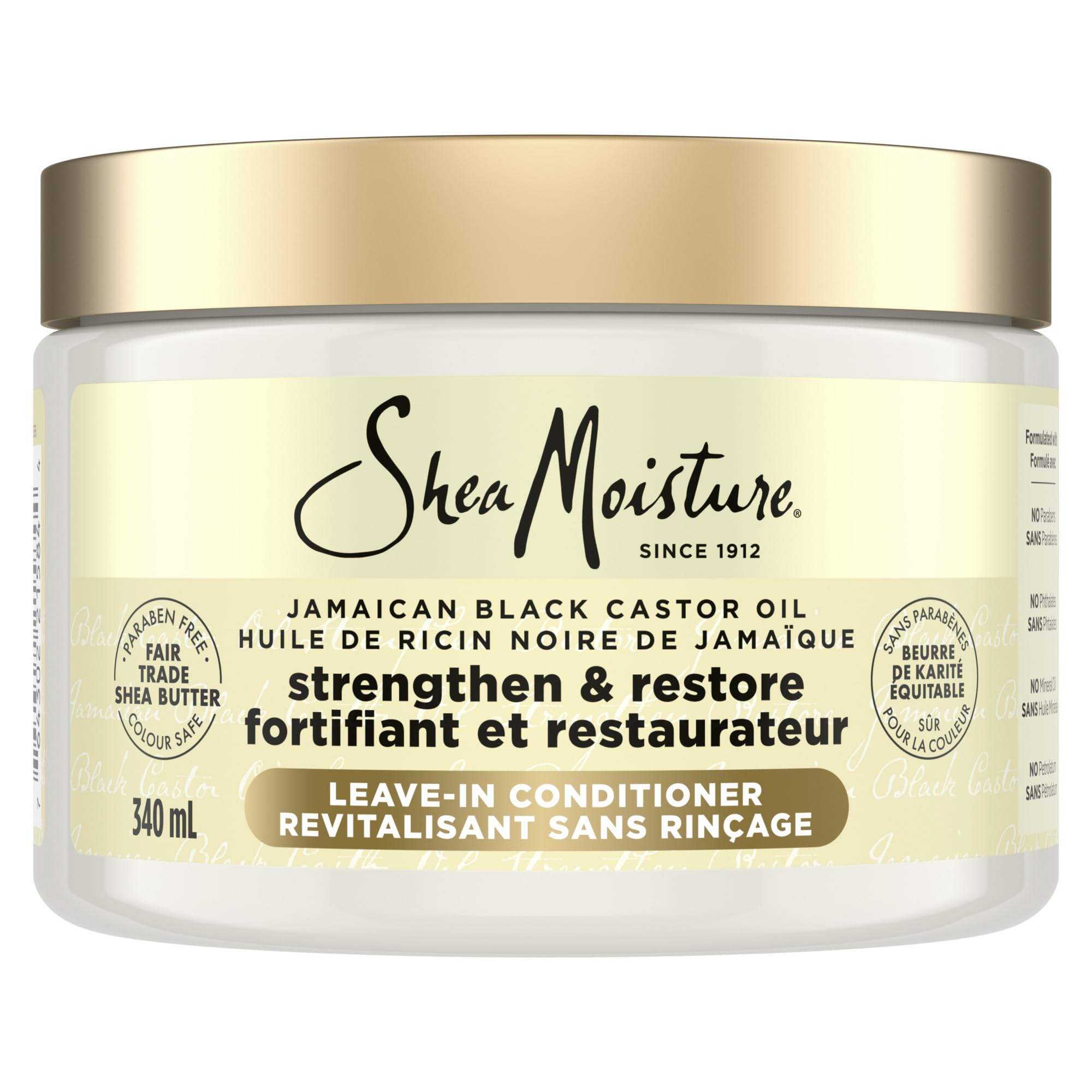 SheaMoisture Jamaican Black Castor Oil Strengthen & Restore for damaged or chemically processed hair Leave-In Conditioner cruelty-free hair treatment 340mL