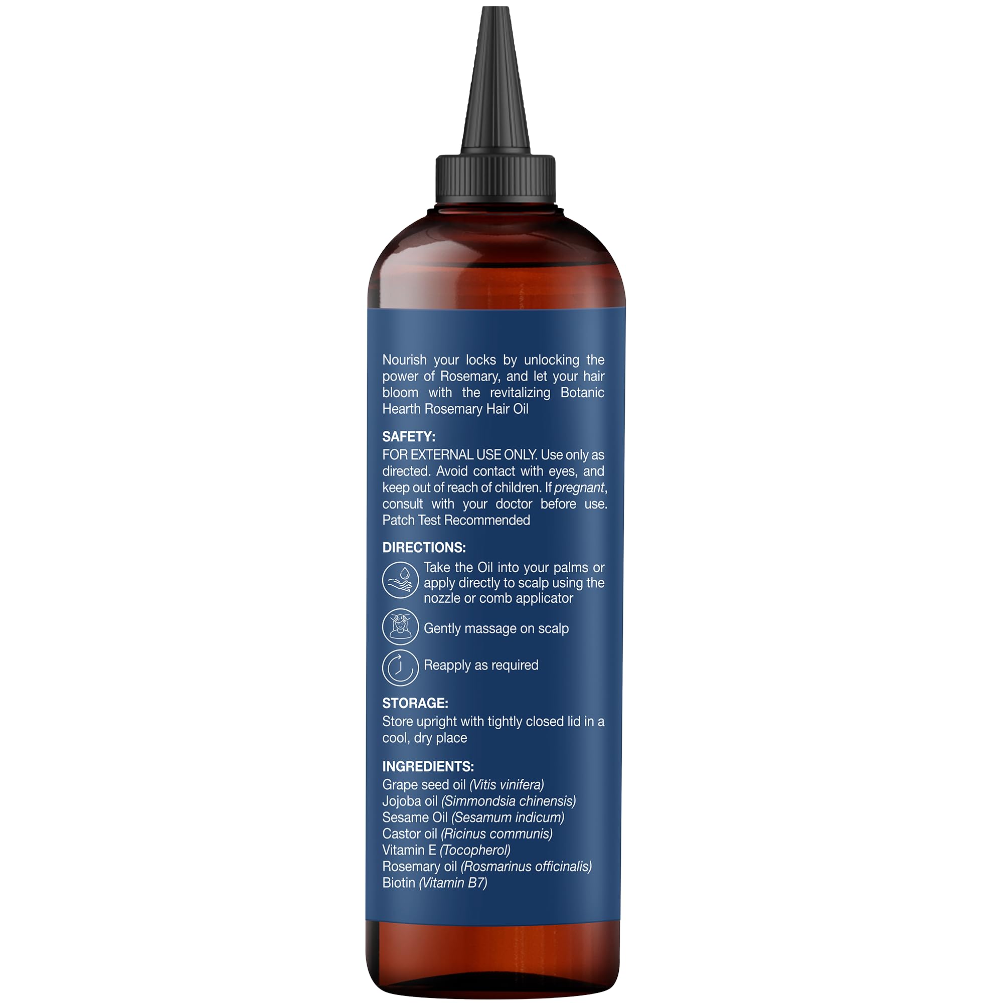 Botanic Hearth 100% Pure Rosemary Oil For Hair Growth (6.7 fl oz) Infused With Biotin, Jojoba & Castor Oil | Hair strengthening Treatment | Nourishing & Volumizing | Non GMO Verified