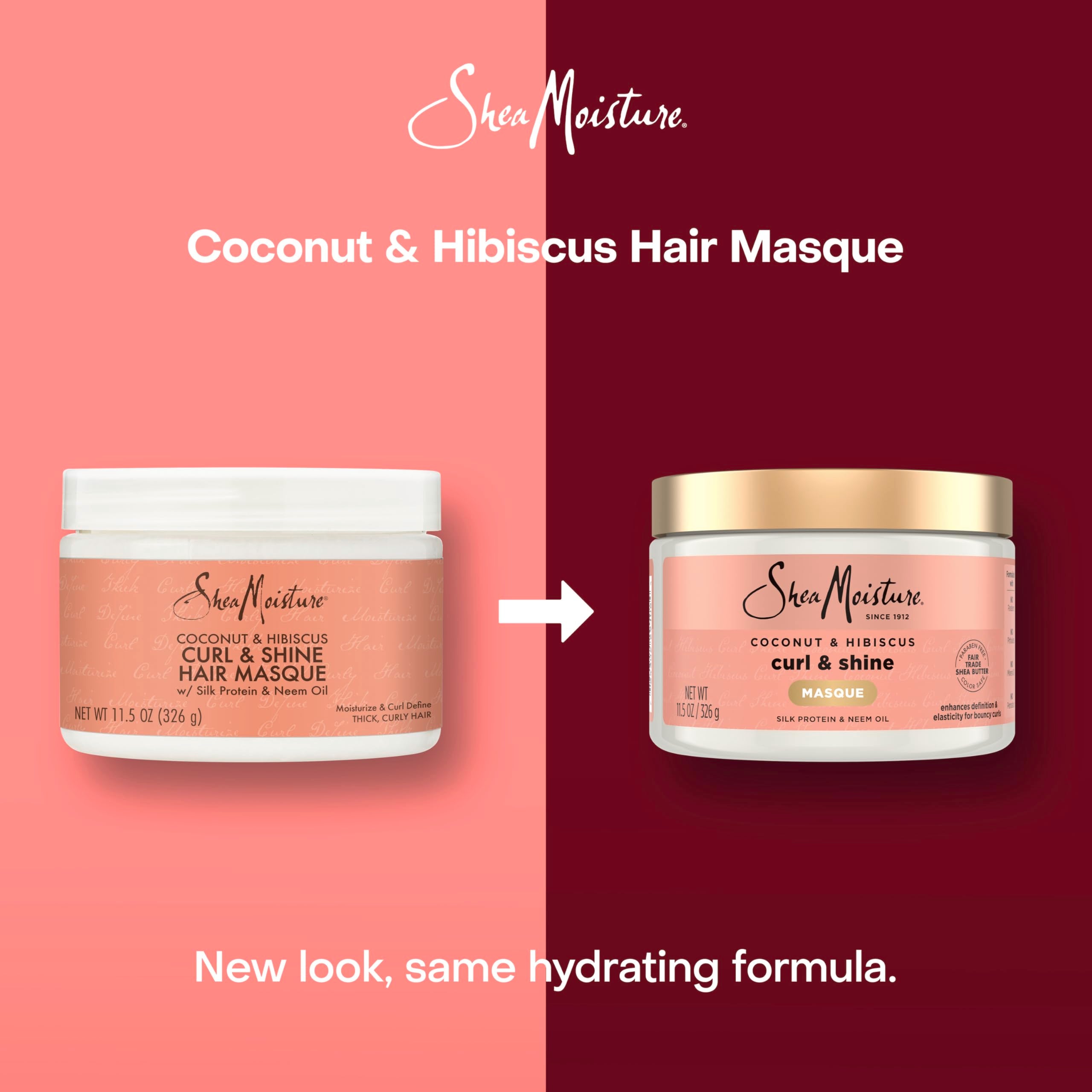 Shea Moisture Coconut & Hibiscus Hair Masque, 12 ounces, 340.2 g (Pack of 1)