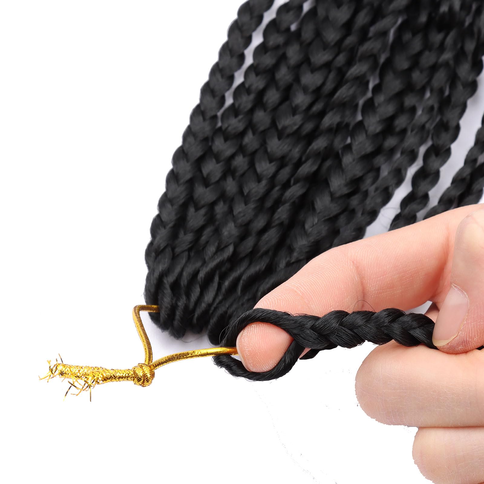 LMZIM 24 Inch 8 Packs Boho Box Braids Crochet Hair Bohemian Crochet Box Braids with Curly Ends Goddess Box Braids Synthetic Crochet Hair for Black Women (24inch, 1b)