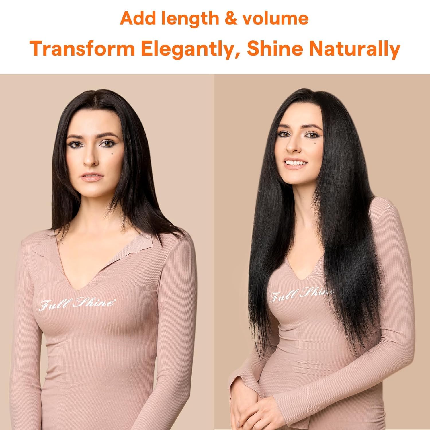 Full Shine Hair Extensions Sew in Double Weft Remy Human Hair Extensions Color 2 Darkest Brown Hair Bundles for Women 18 Inch