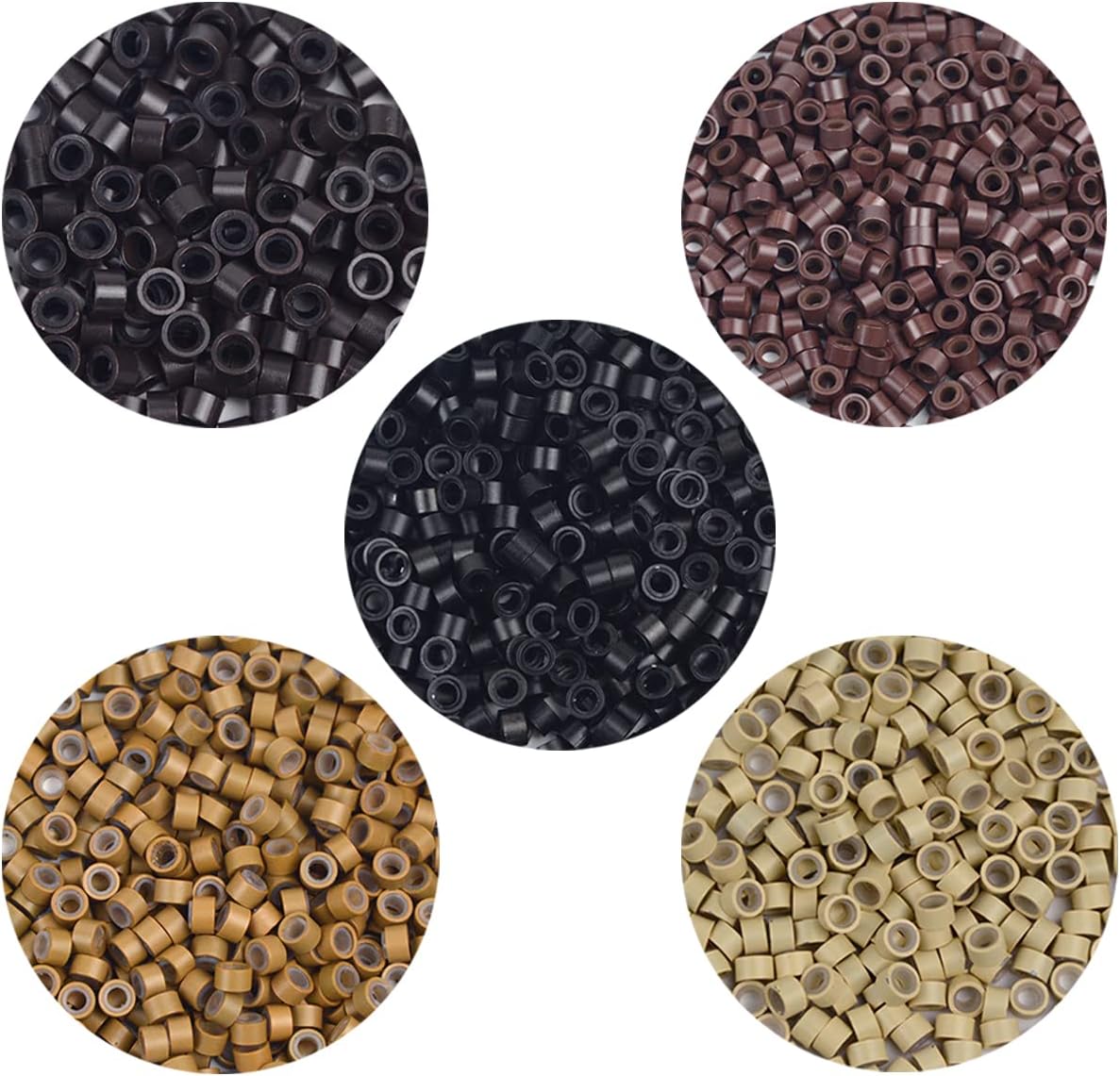 500 Pcs 5 mm Silicone Lined Micro Rings Links Beads for Hair Extensions Tool（Black）