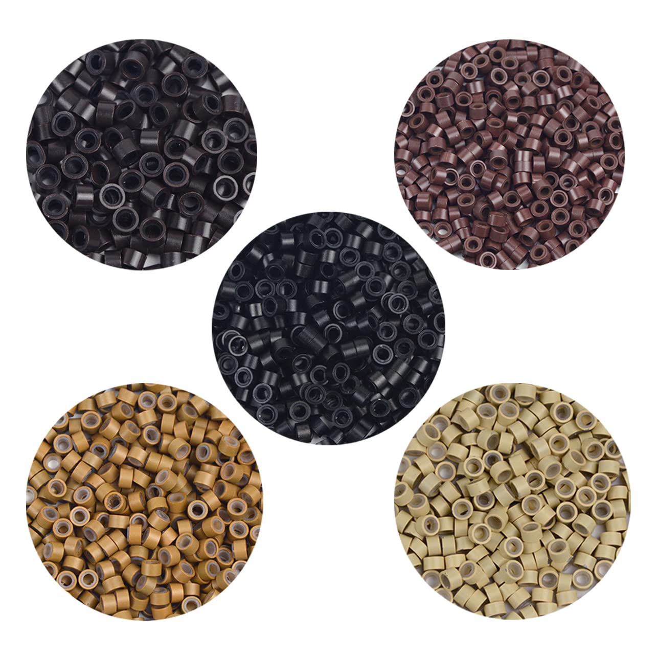 500 Pcs 5 mm Silicone Lined Micro Rings Links Beads for Hair Extensions Tool（Black）
